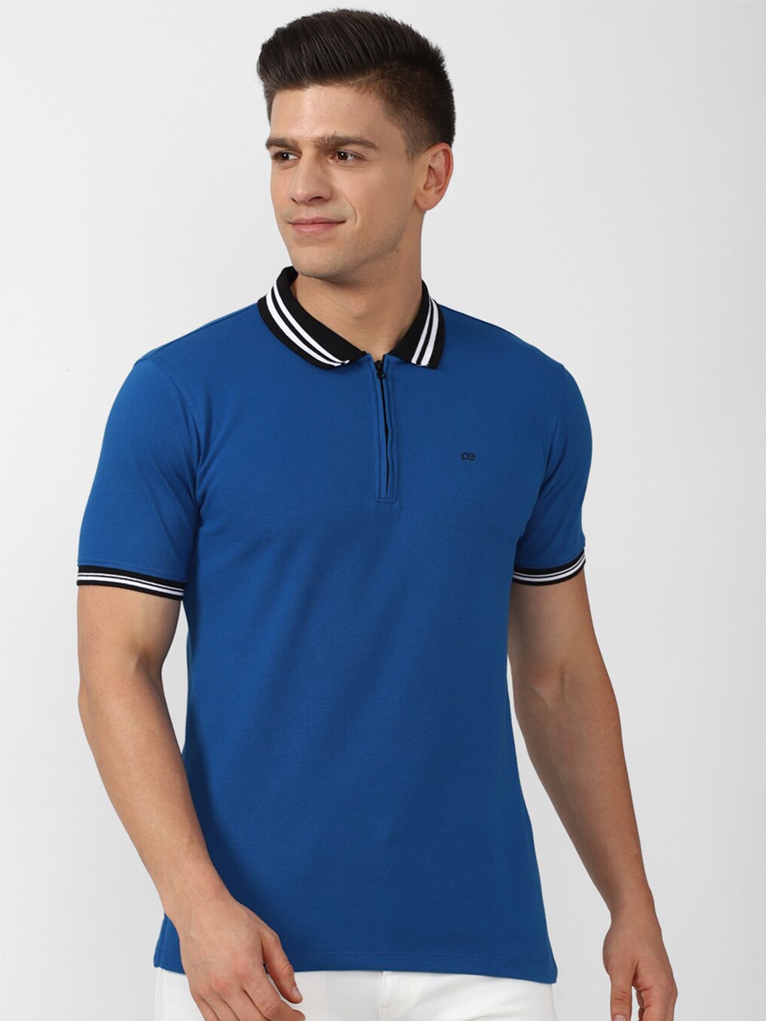 

Peter England Casuals Men Blue Polo Collar T-shirt