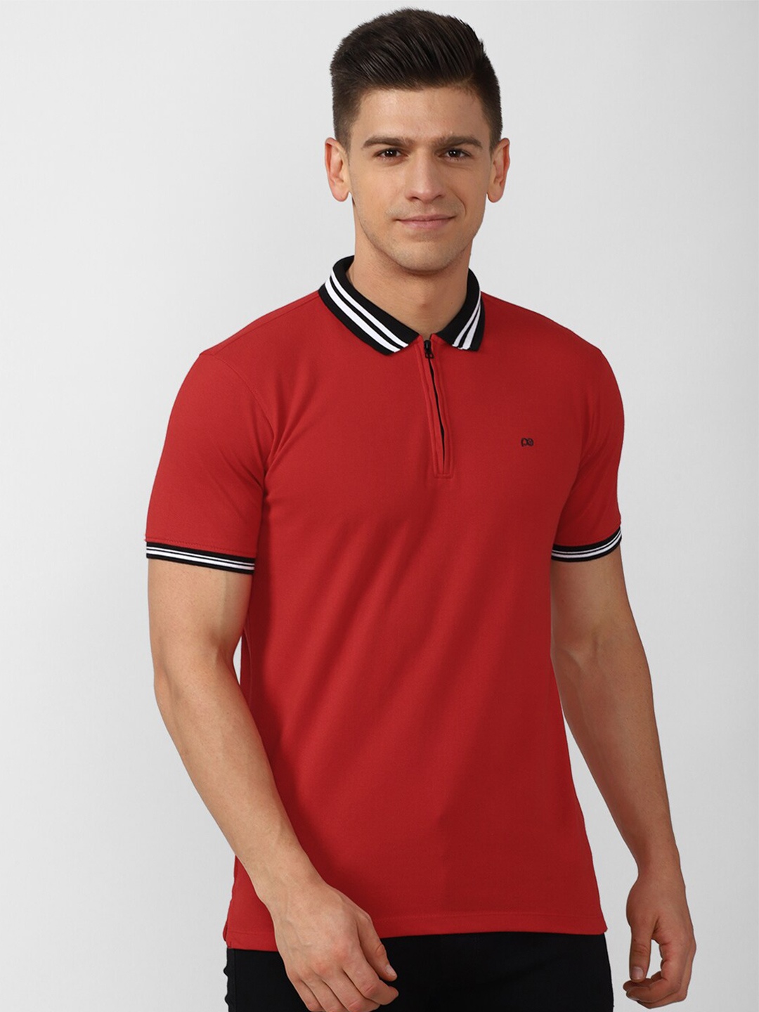 

Peter England Casuals Men Red Polo Collar T-shirt