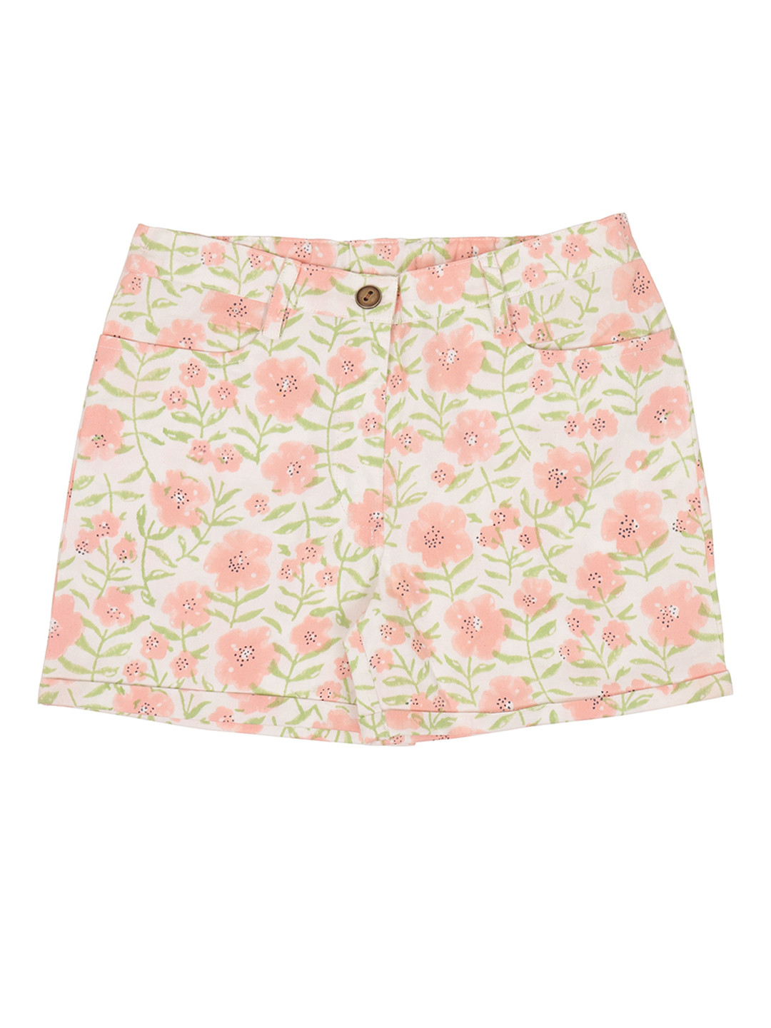 

My Little Lambs Girls Pink Floral Printed Shorts