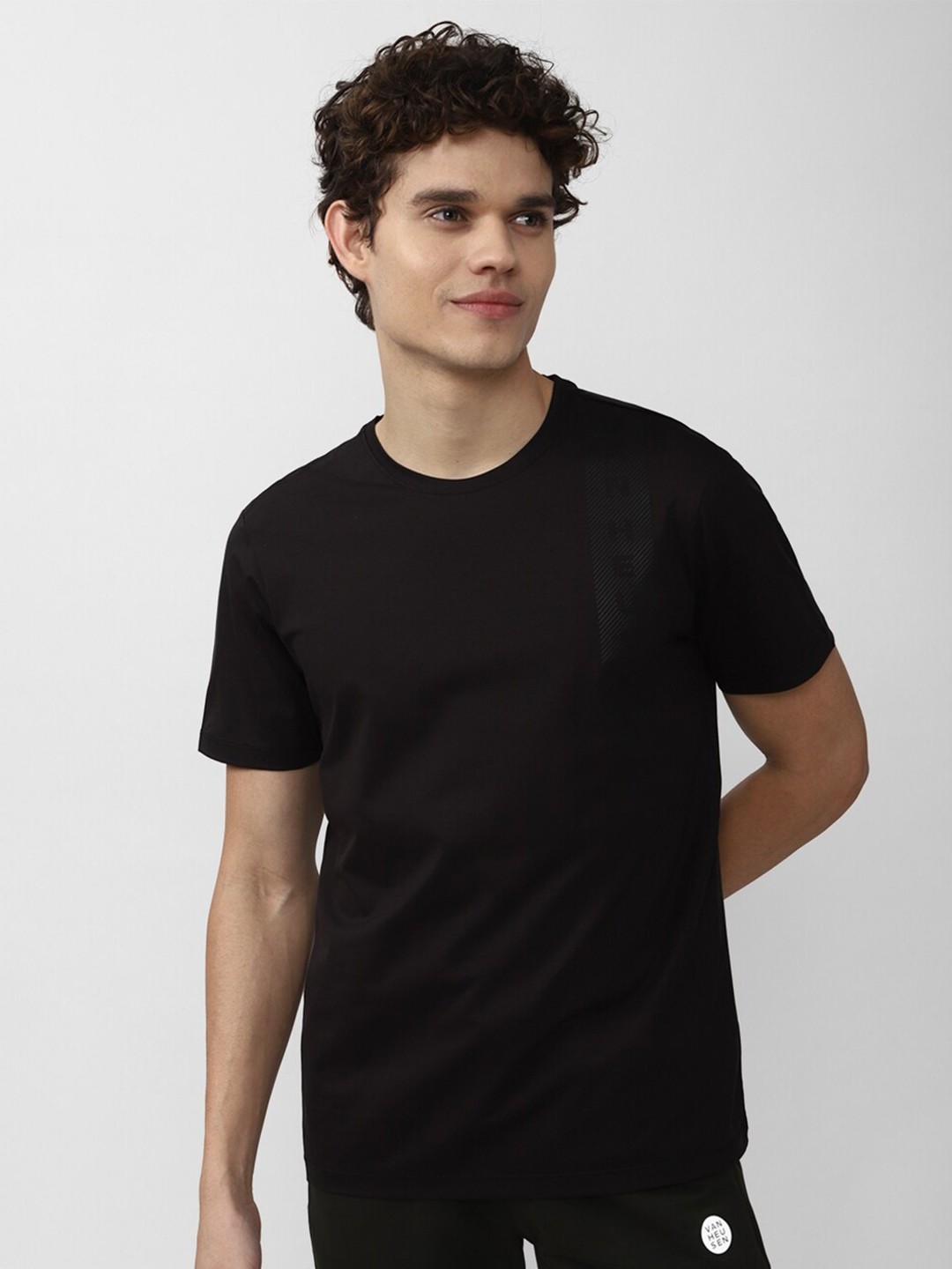

Van Heusen Flex Men Black Slim Fit T-shirt