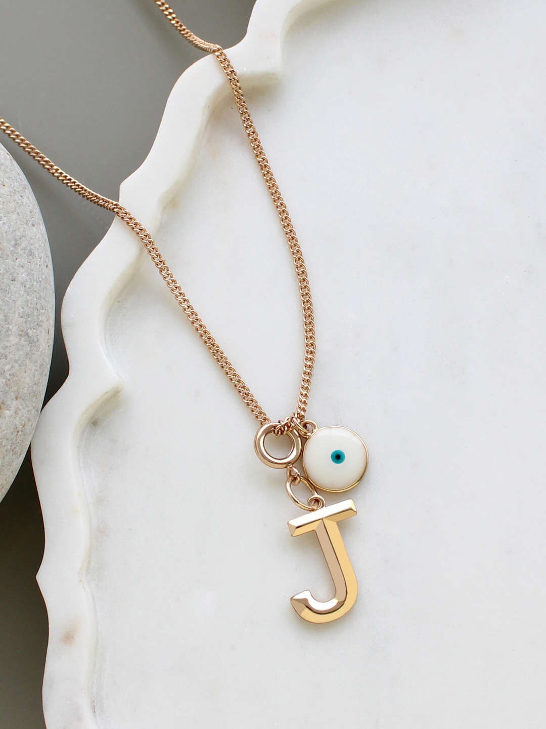 

Runway Ritual J Alphabet Gold-Toned & White Gold-Plated Chain