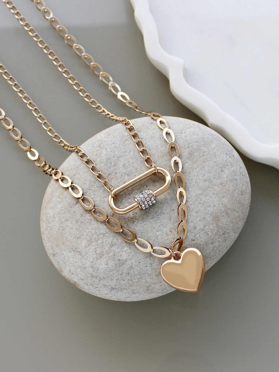 

Runway Ritual Women Gold-Toned & Silver-Toned Gold-Plated Layered necklace