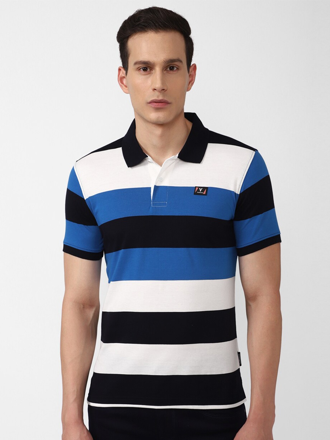 

Van Heusen Sport Men Multicoloured Striped Polo Collar T-shirt, Multi