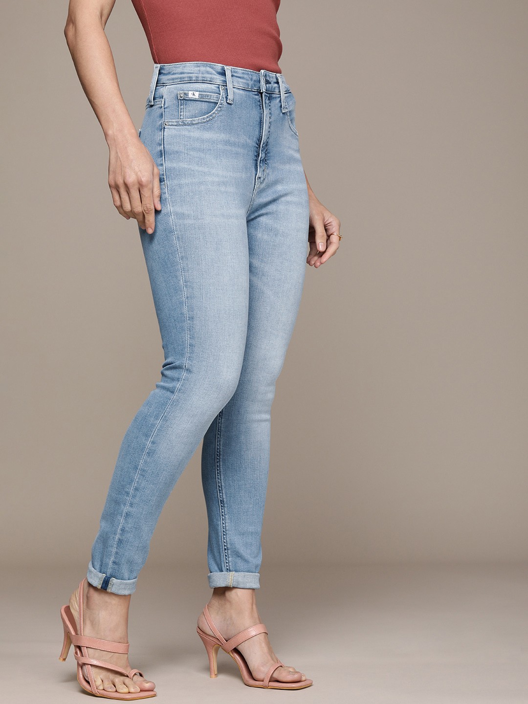 

Calvin Klein Jeans Women Blue Skinny Fit High-Rise Heavy Fade Stretchable Casual Jeans