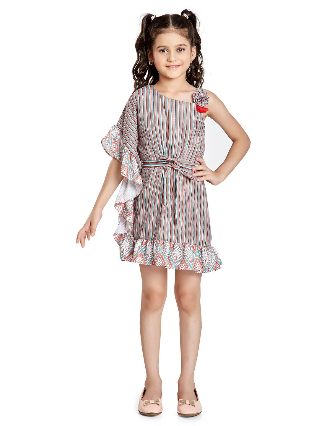 Peppermint Girls Red & Blue Striped A-Line Dress