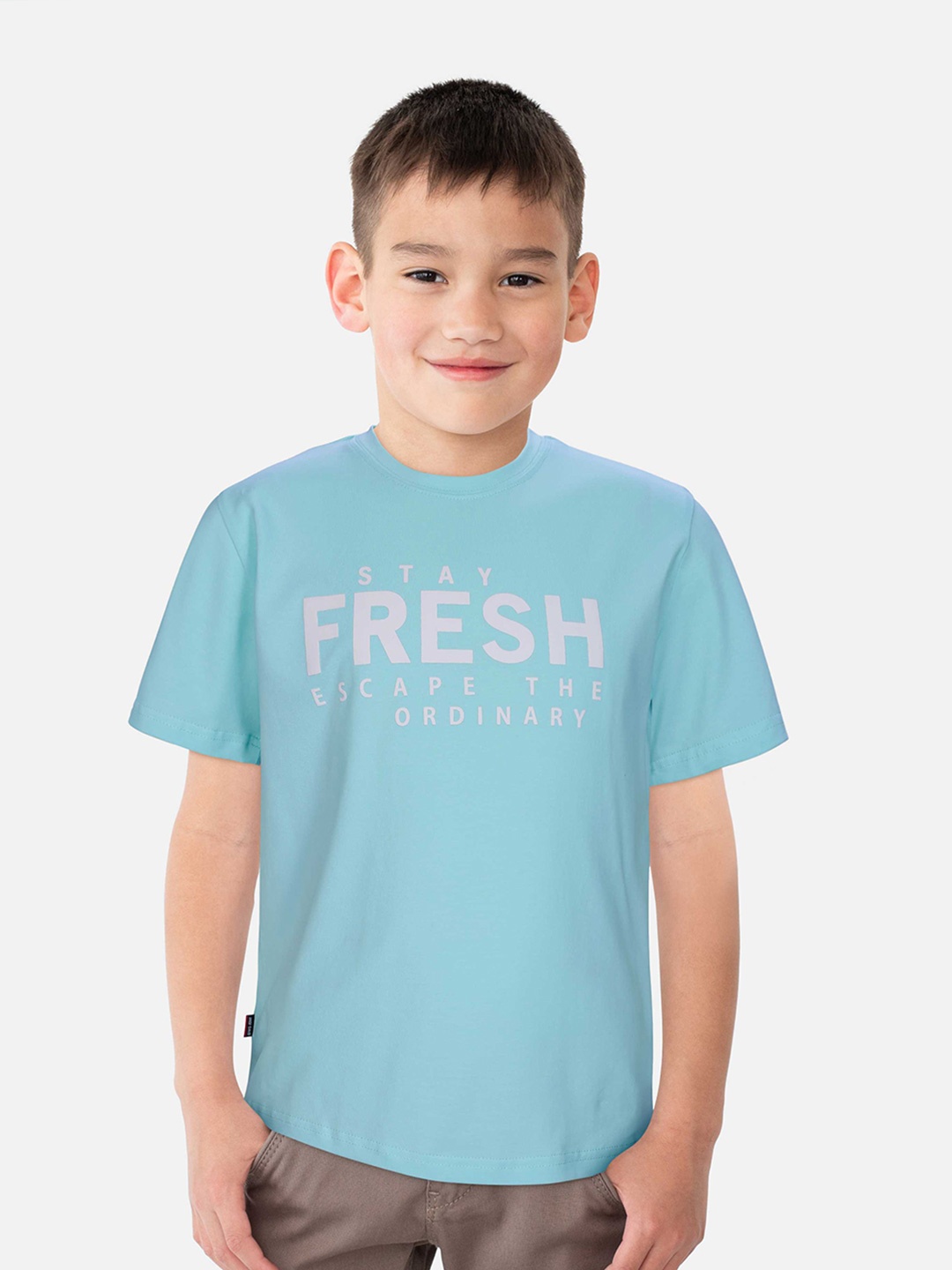 

Gini and Jony Boys Sea Green Printed Applique T-shirt