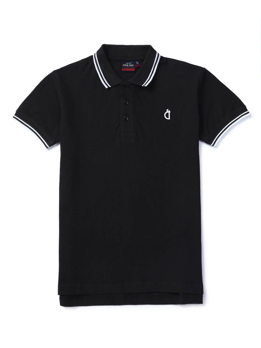 

Gini and Jony Boys Black & dark gunmetal Polo Collar T-shirt
