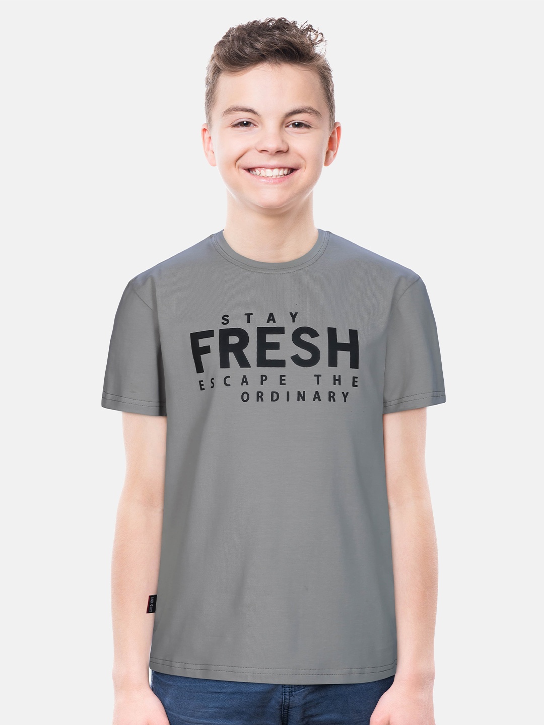 

Gini and Jony Boys Grey Typography T-shirt