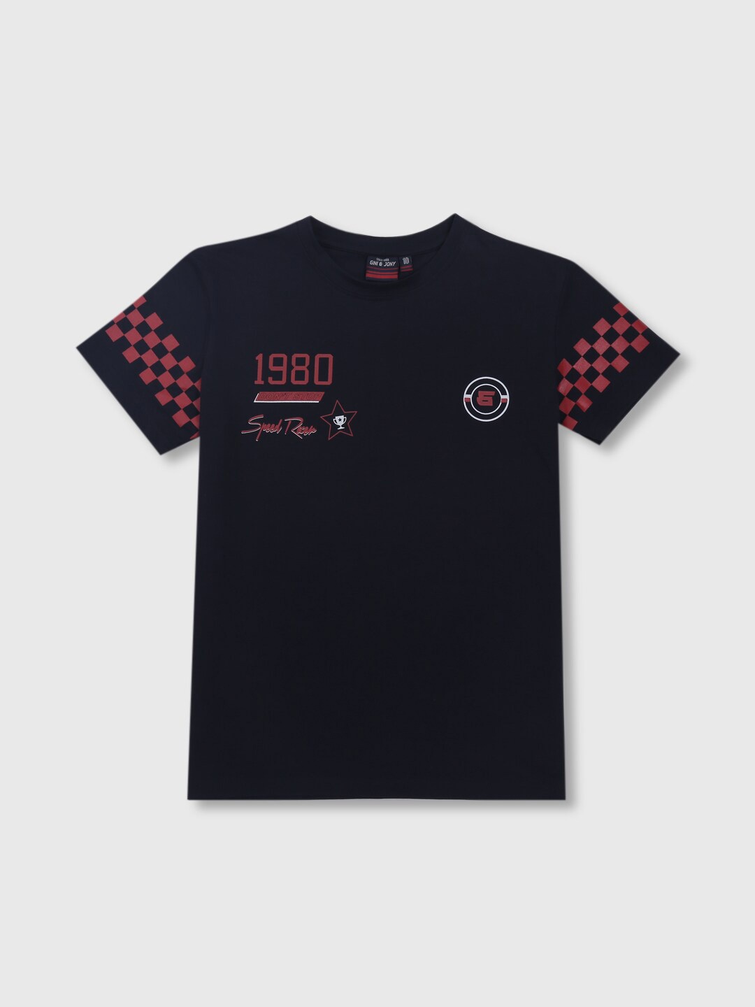 

Gini and Jony Boys Black Typography Printed Applique T-shirt