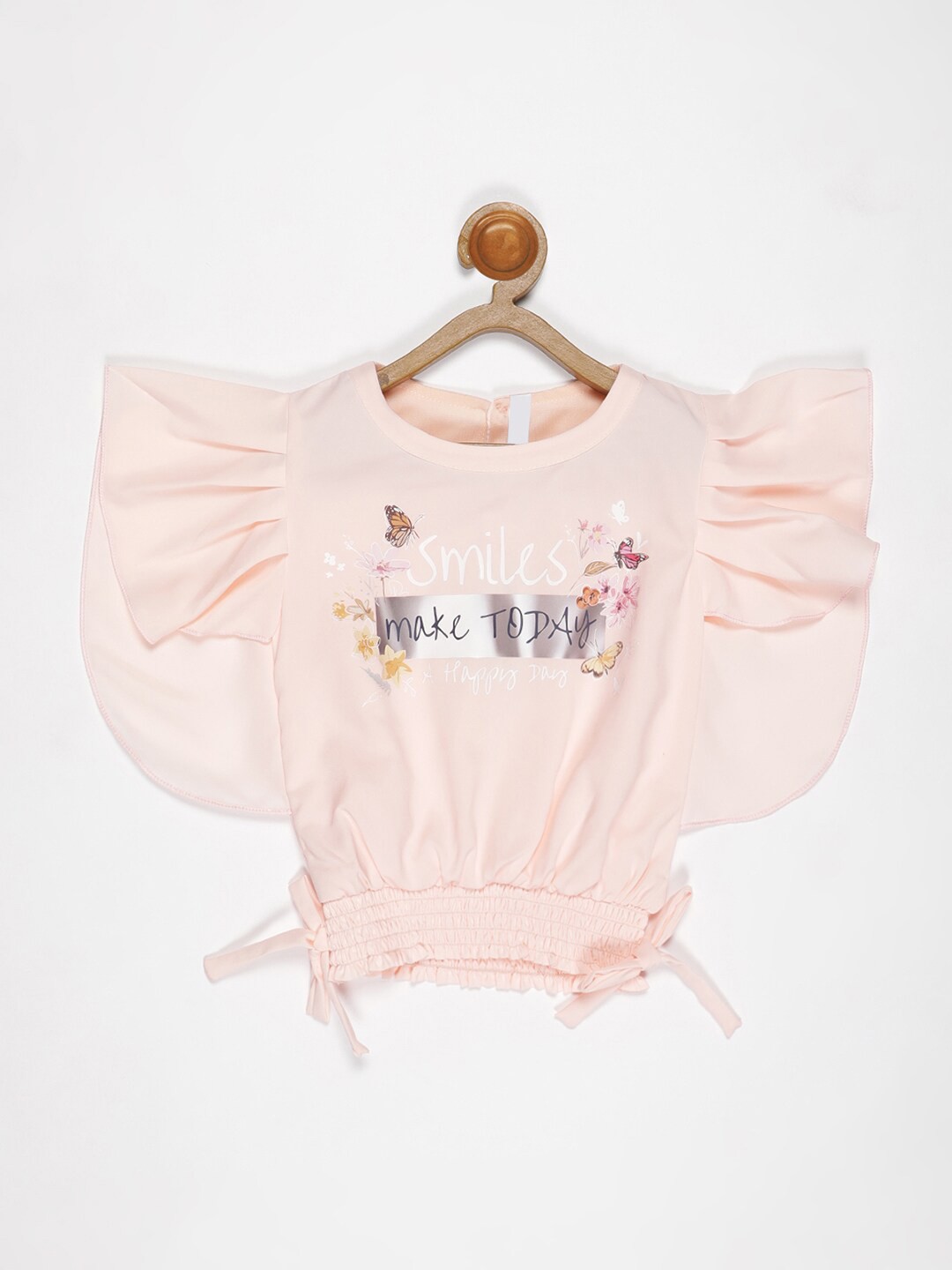 

V2 Value & Variety Peach-Coloured Print Top