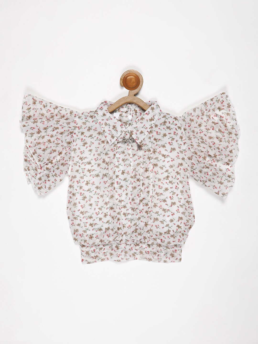 

V2 Value & Variety White Floral Print Chiffon Blouson Top