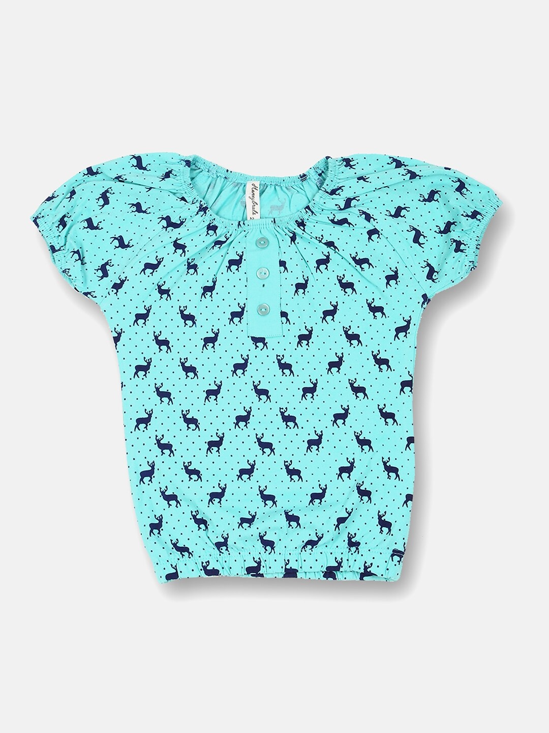 

V2 Value & Variety Teal Print Blouson Top