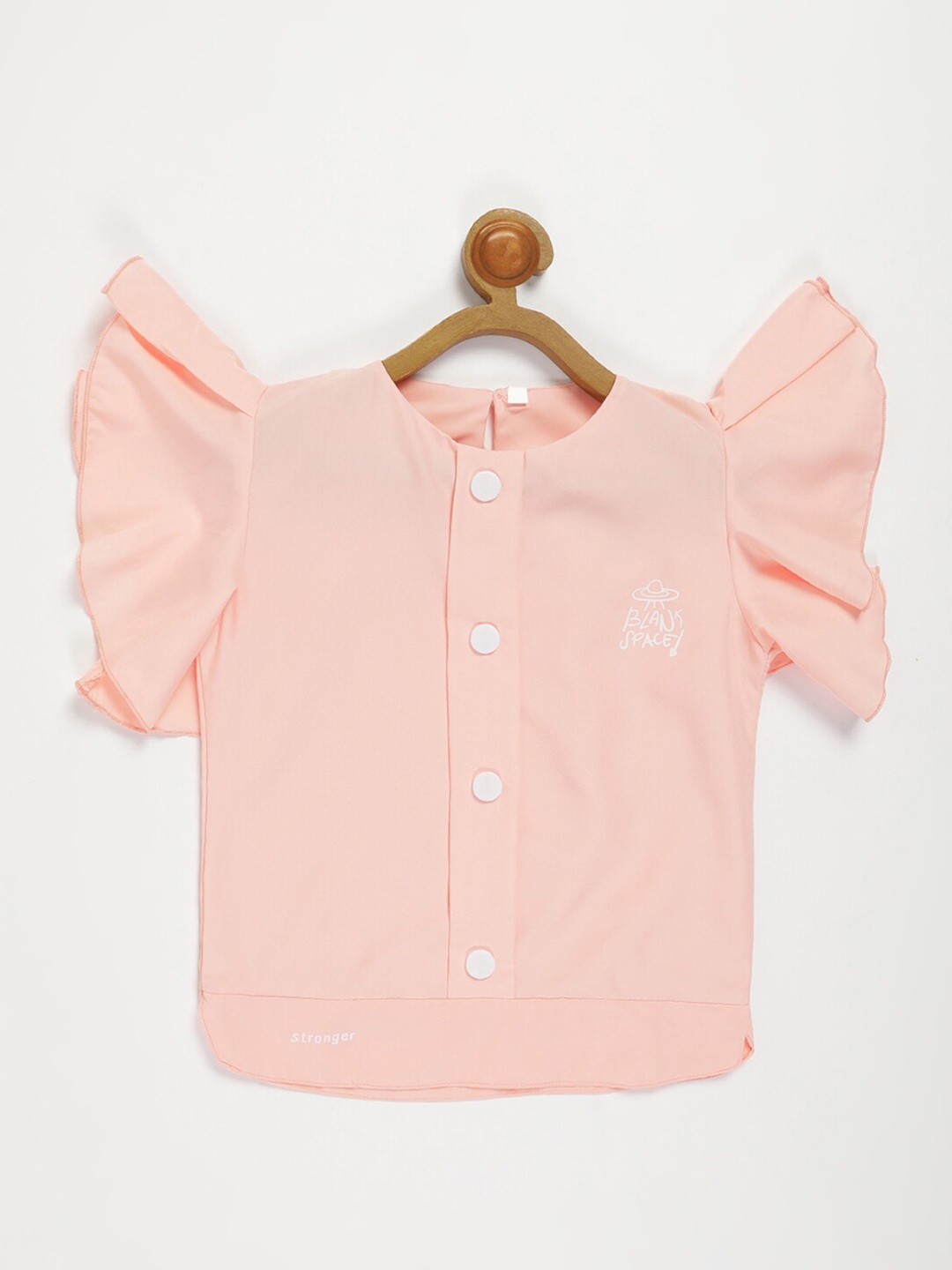 

V2 Value & Variety Girls Peach-Coloured Flutter Sleeves Top