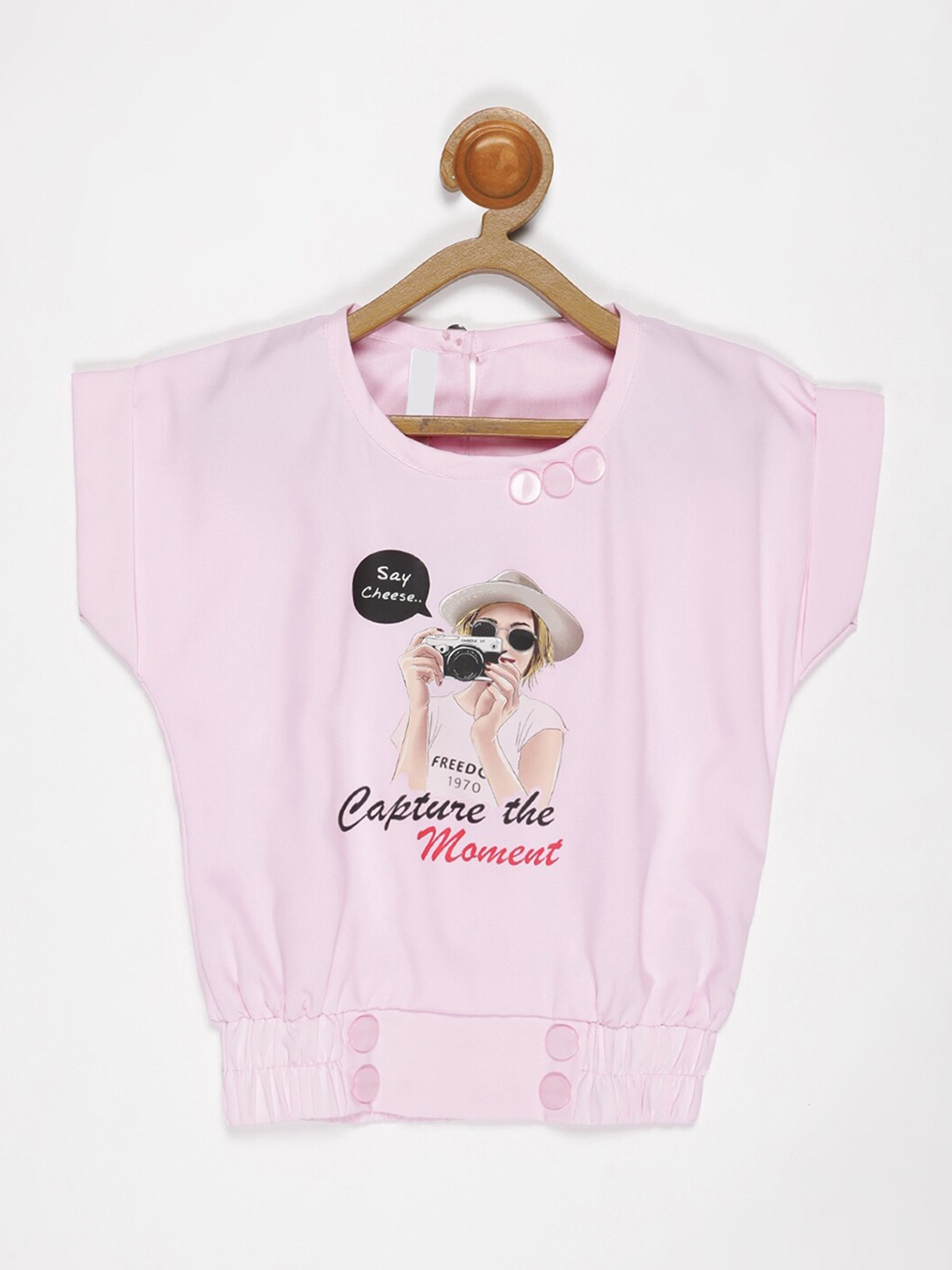 

V2 Value & Variety Peach-Coloured Print Extended Sleeves Top