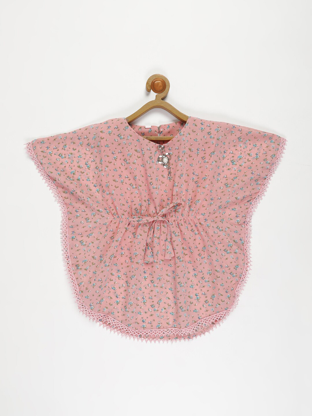 

V2 Value & Variety Girls Peach-Coloured Floral Printed Kaftan Top