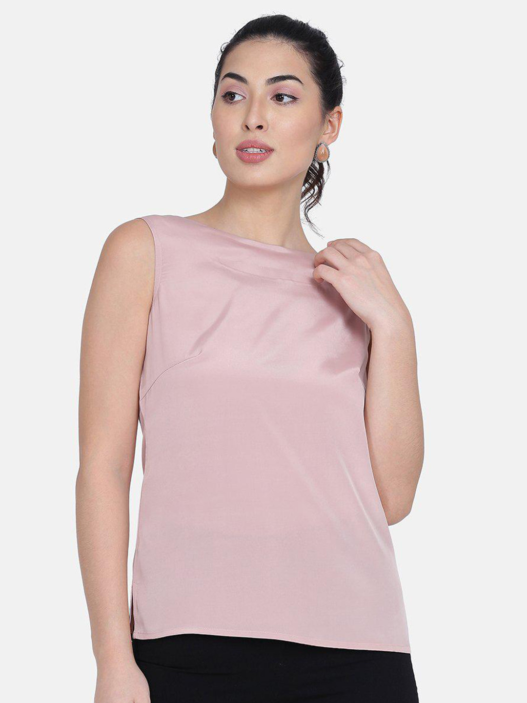 

PowerSutra Women Pink Solid Crepe Top