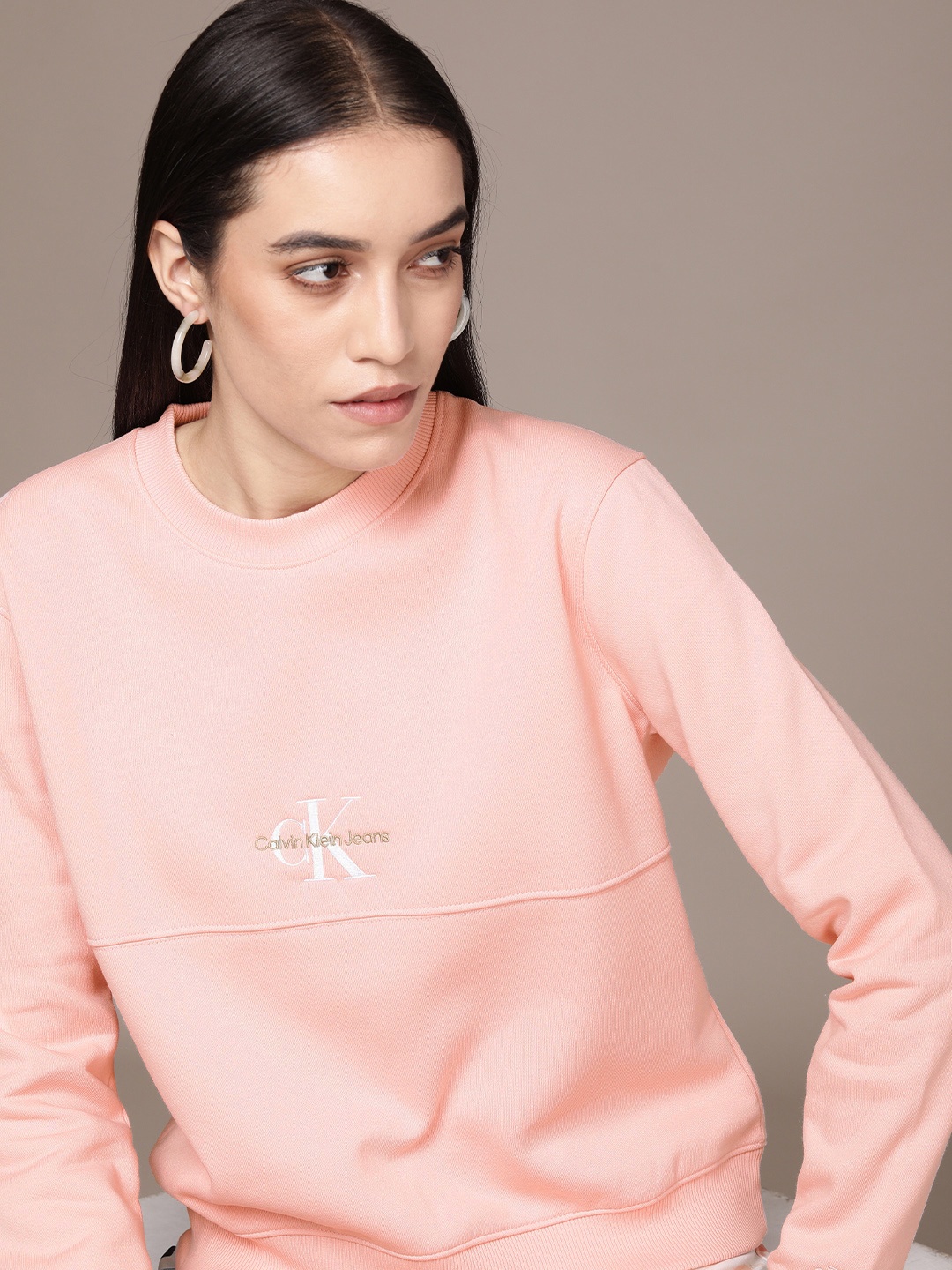 

Calvin Klein Jeans Women Peach-Coloured Embroidered Sweatshirt