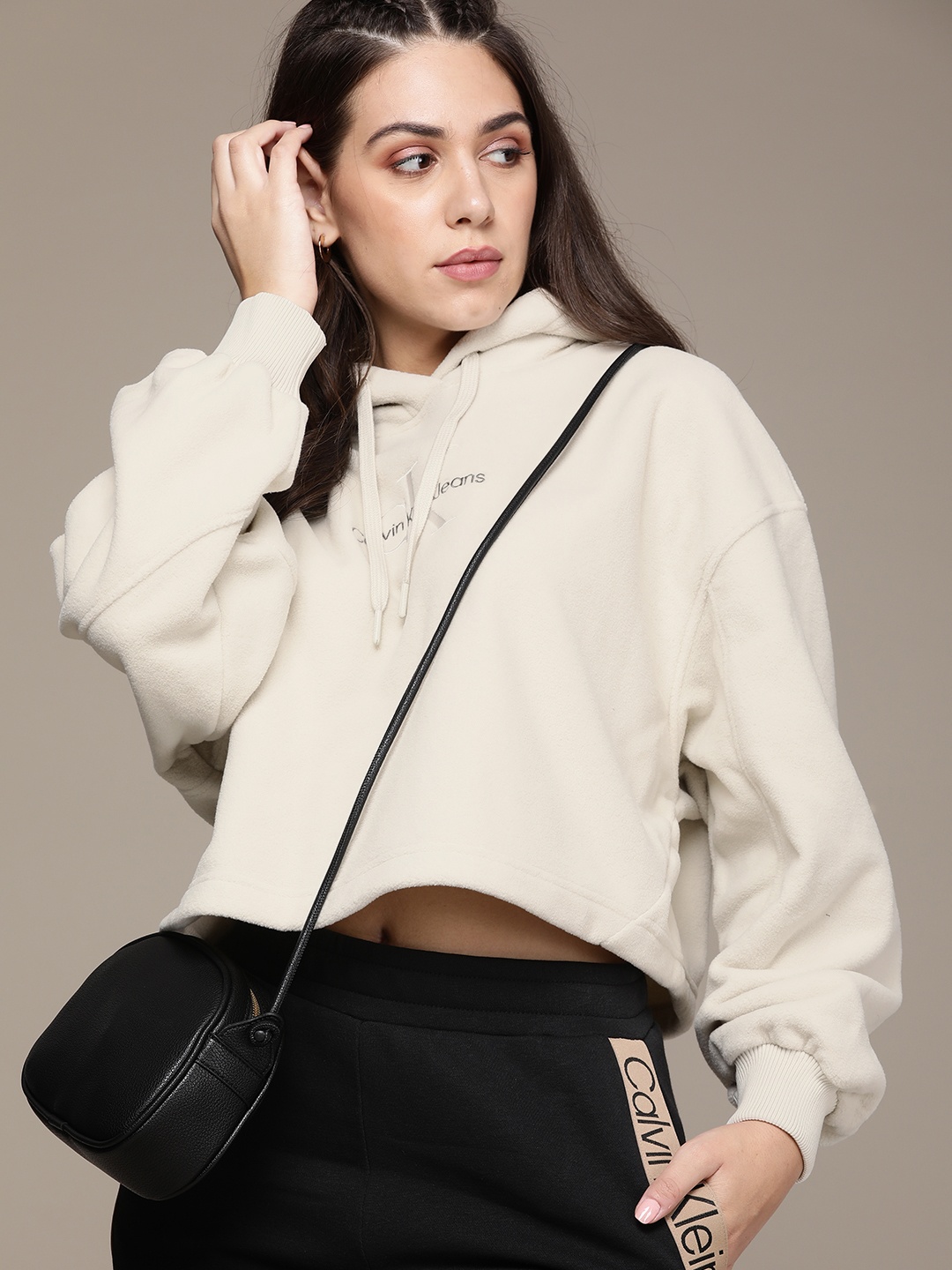 

Calvin Klein Jeans Women Off White Embroidered Hooded Sweatshirt