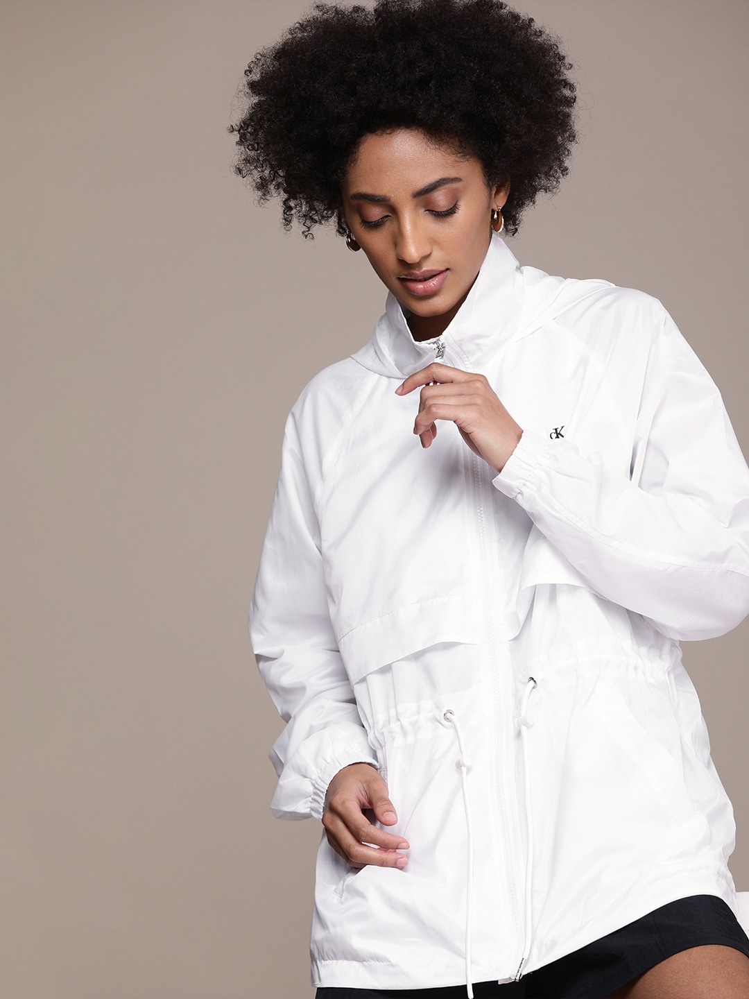 

Calvin Klein Jeans Women White Hooded Sporty Jacket