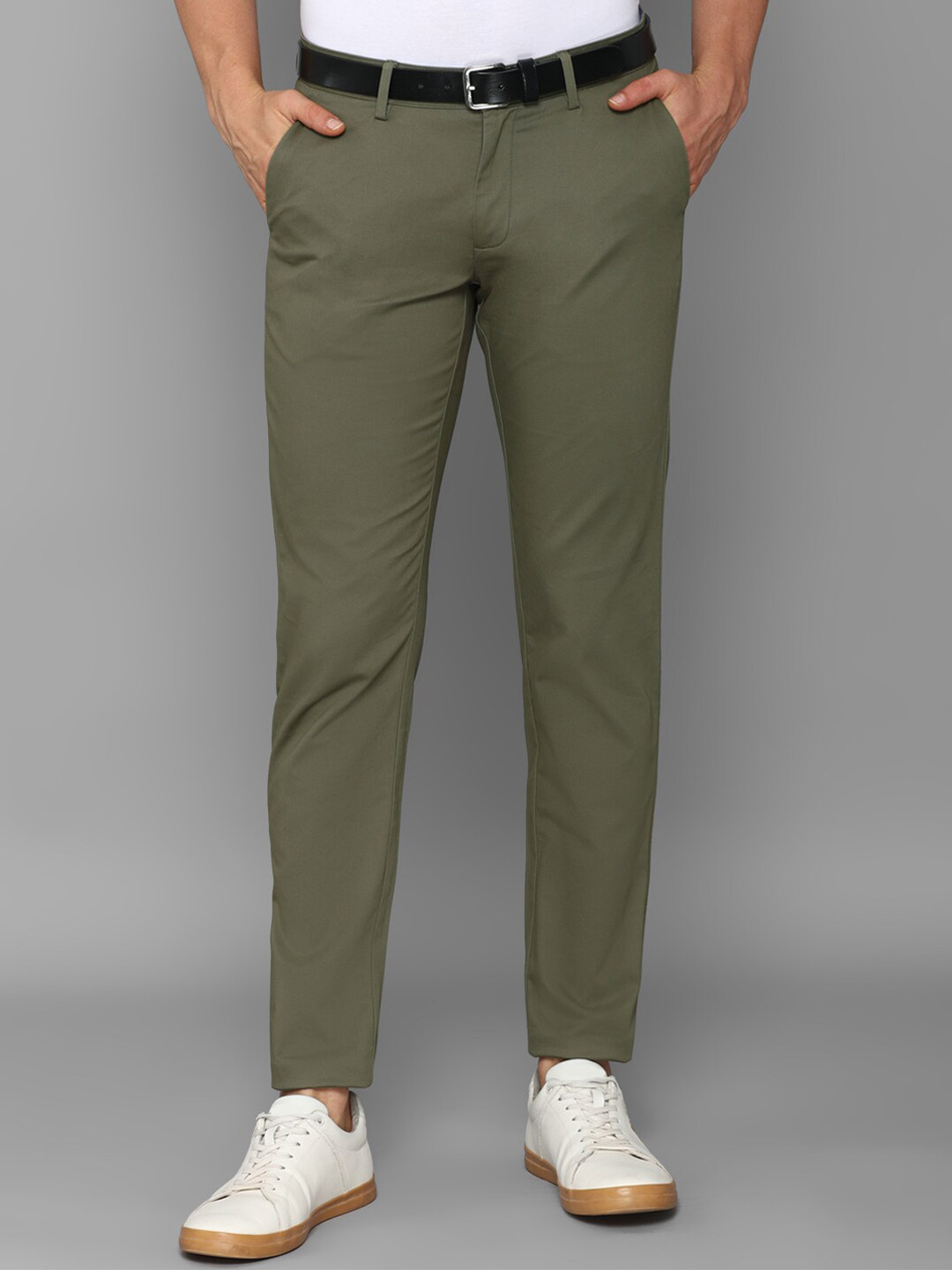

Allen Solly Men Olive Green Slim Fit Trousers