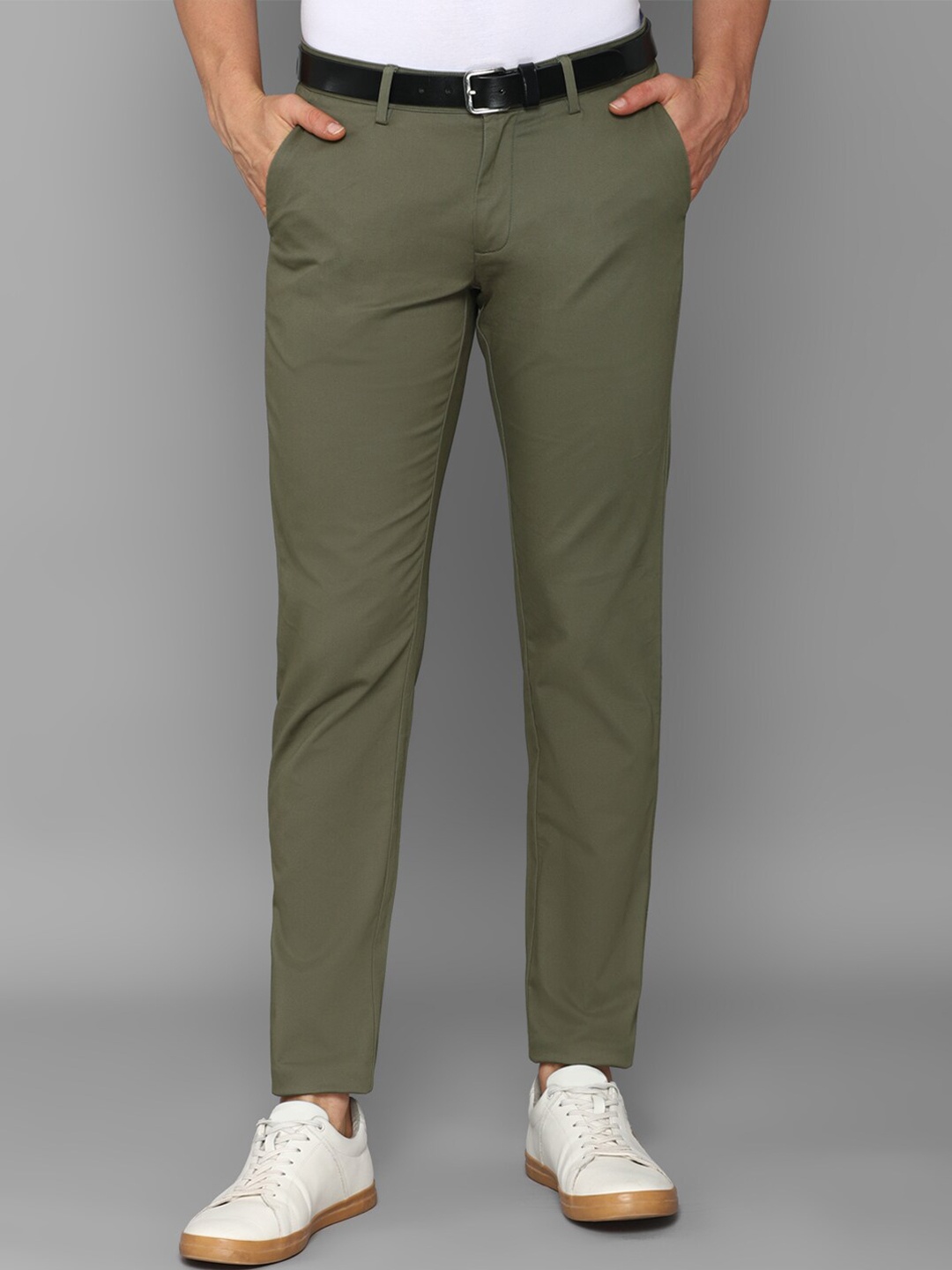 

Allen Solly Men Olive Green Slim Fit Trousers