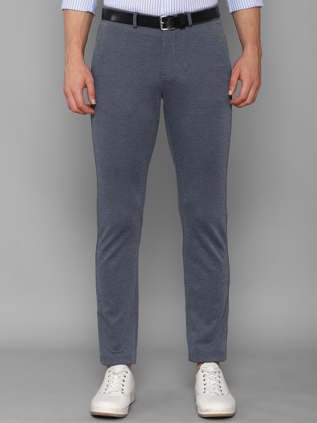 

Allen Solly Men Blue Textured Slim Fit Trousers