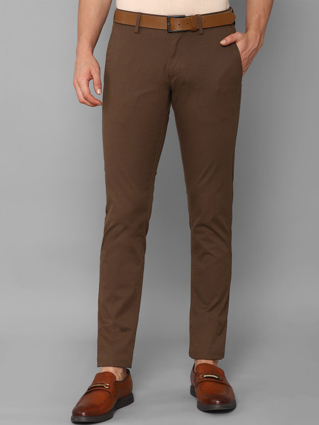 

Allen Solly Men Brown Cotton Slim Fit Trousers