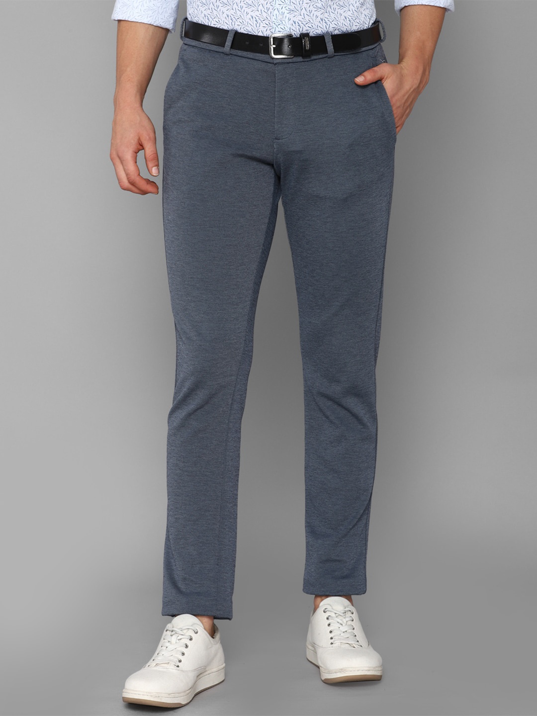 

Allen Solly Men Blue Textured Slim Fit Trousers