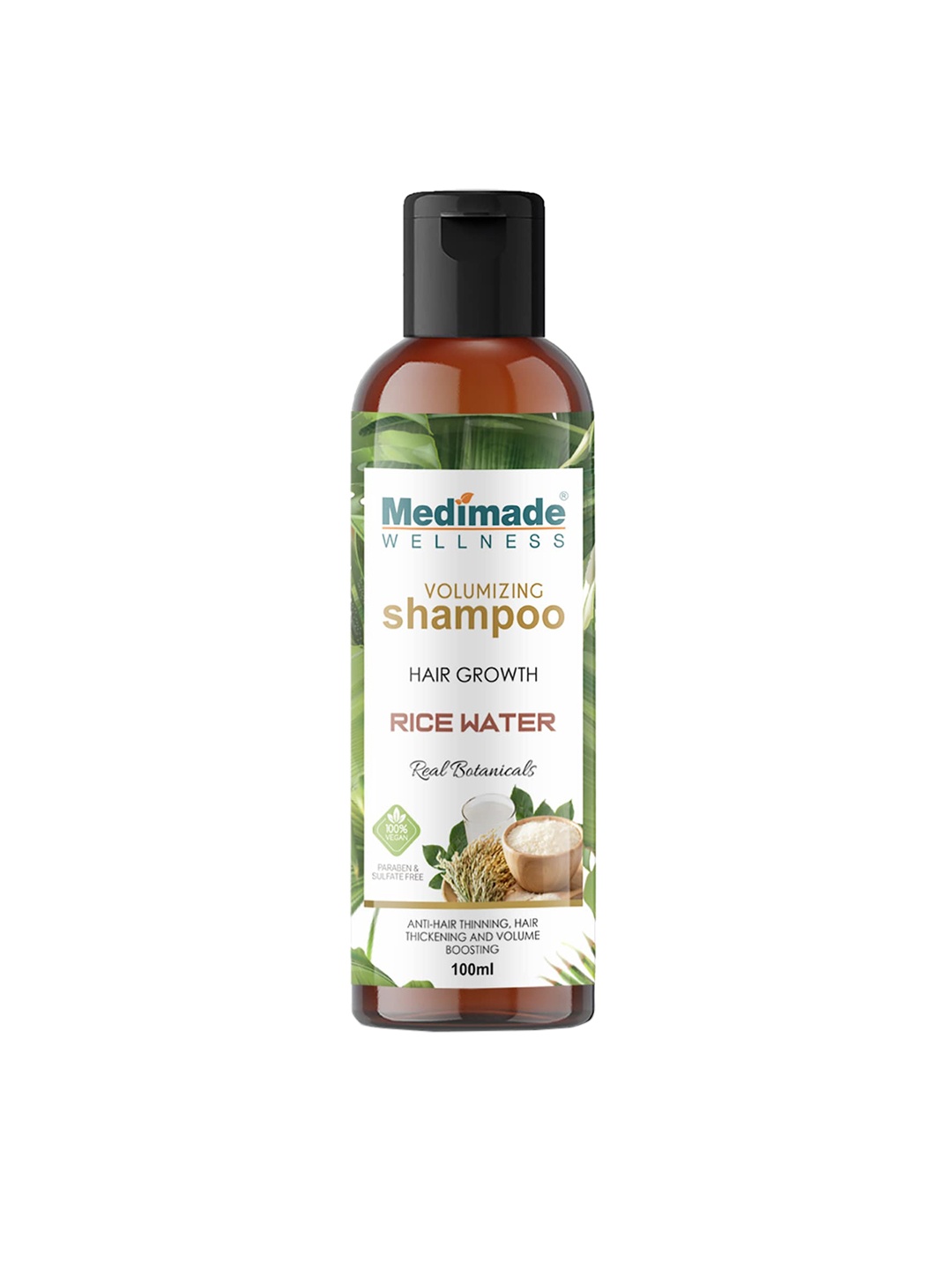 

Medimade Volumizing Rice Water Shampoo for Hair Growth - 100 ml, White