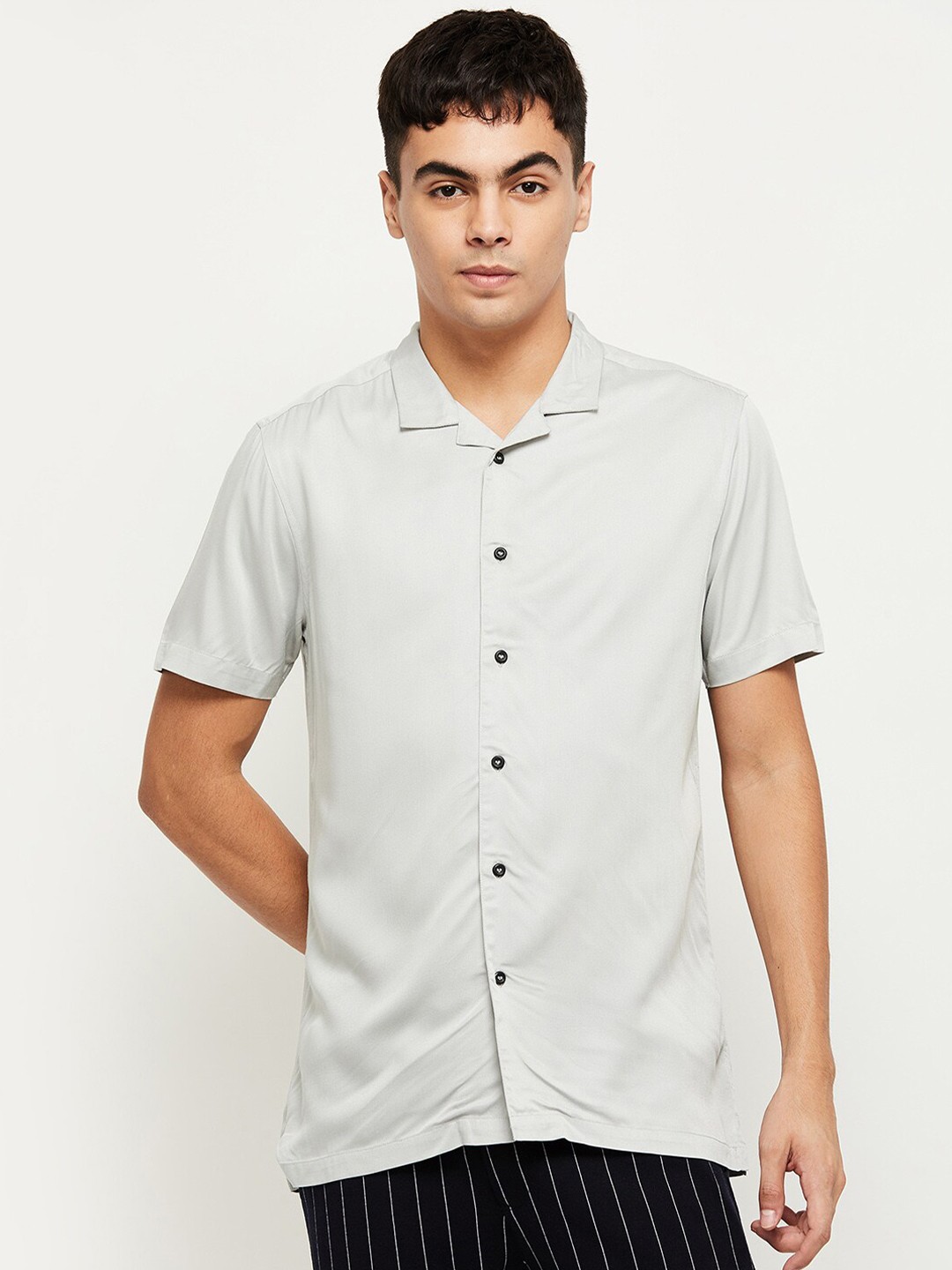 

max Men Grey Casual Shirt
