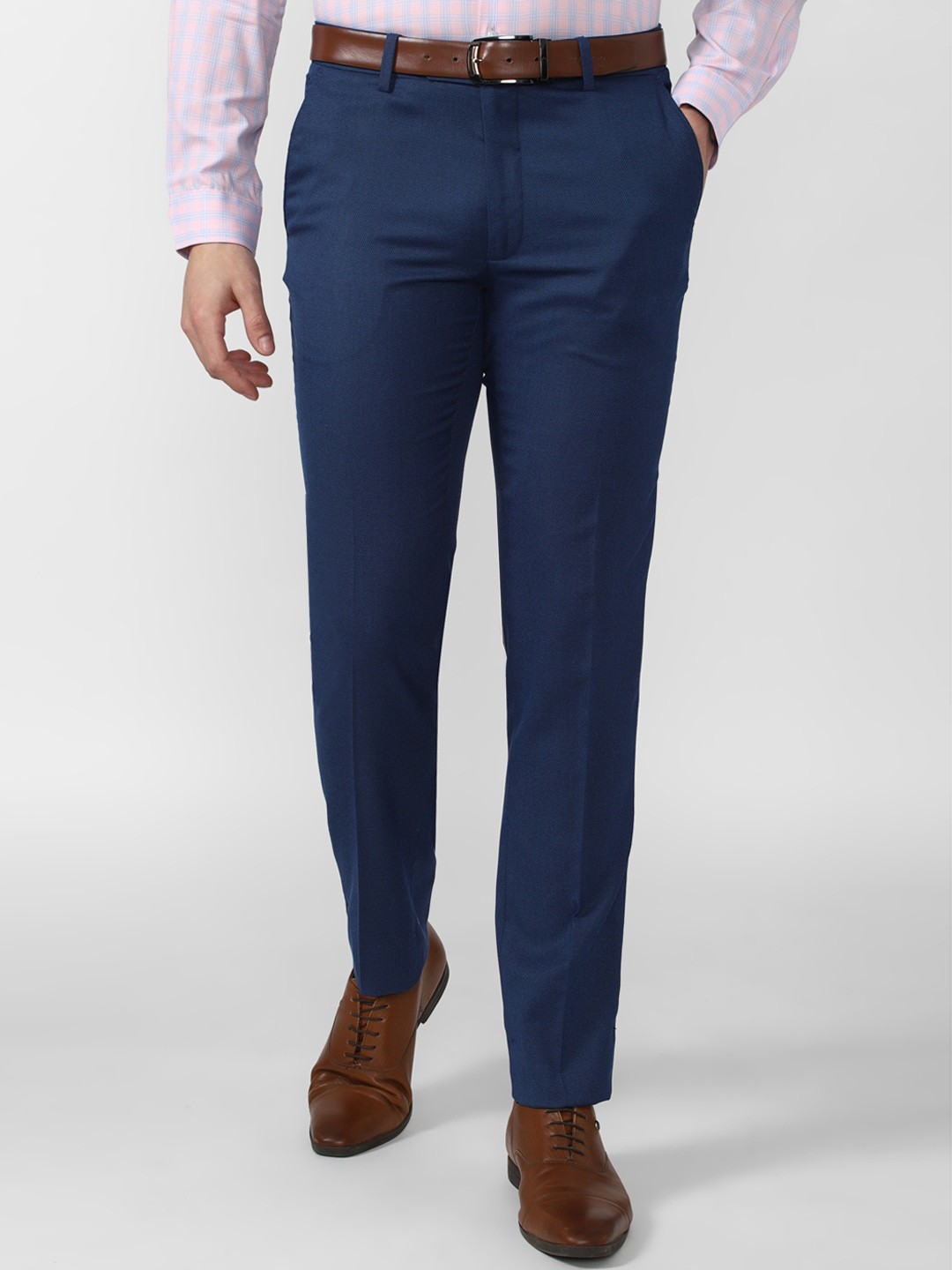 

Peter England Men Navy Blue Slim Fit Trousers