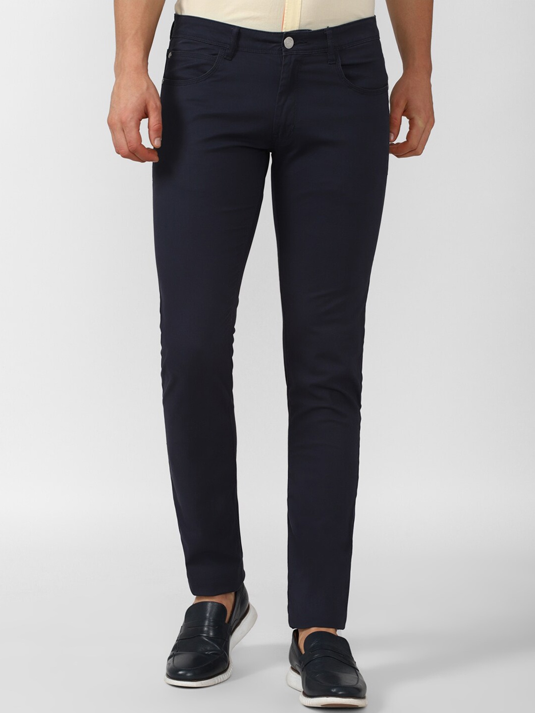 Peter England Casuals Men Navy Blue Skinny Fit Trousers
