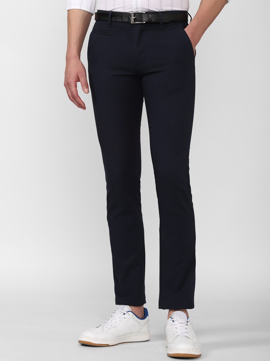 

V Dot Men Navy Blue Slim Fit Trousers