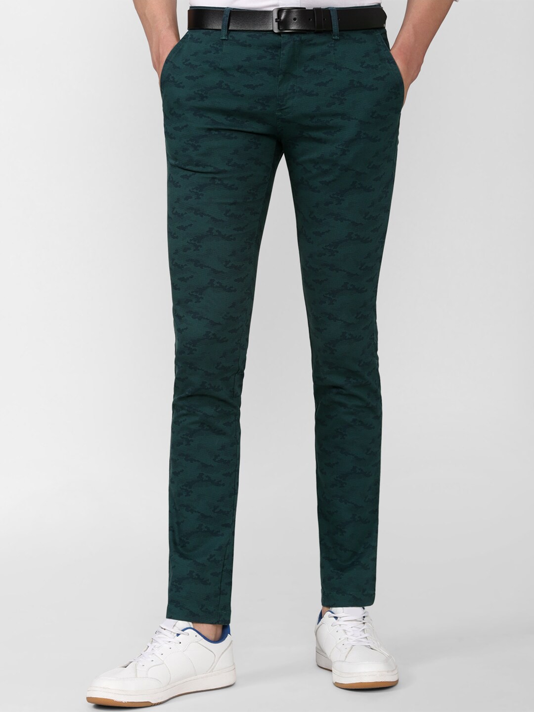 

V Dot Men Green Printed Slim Fit Trousers