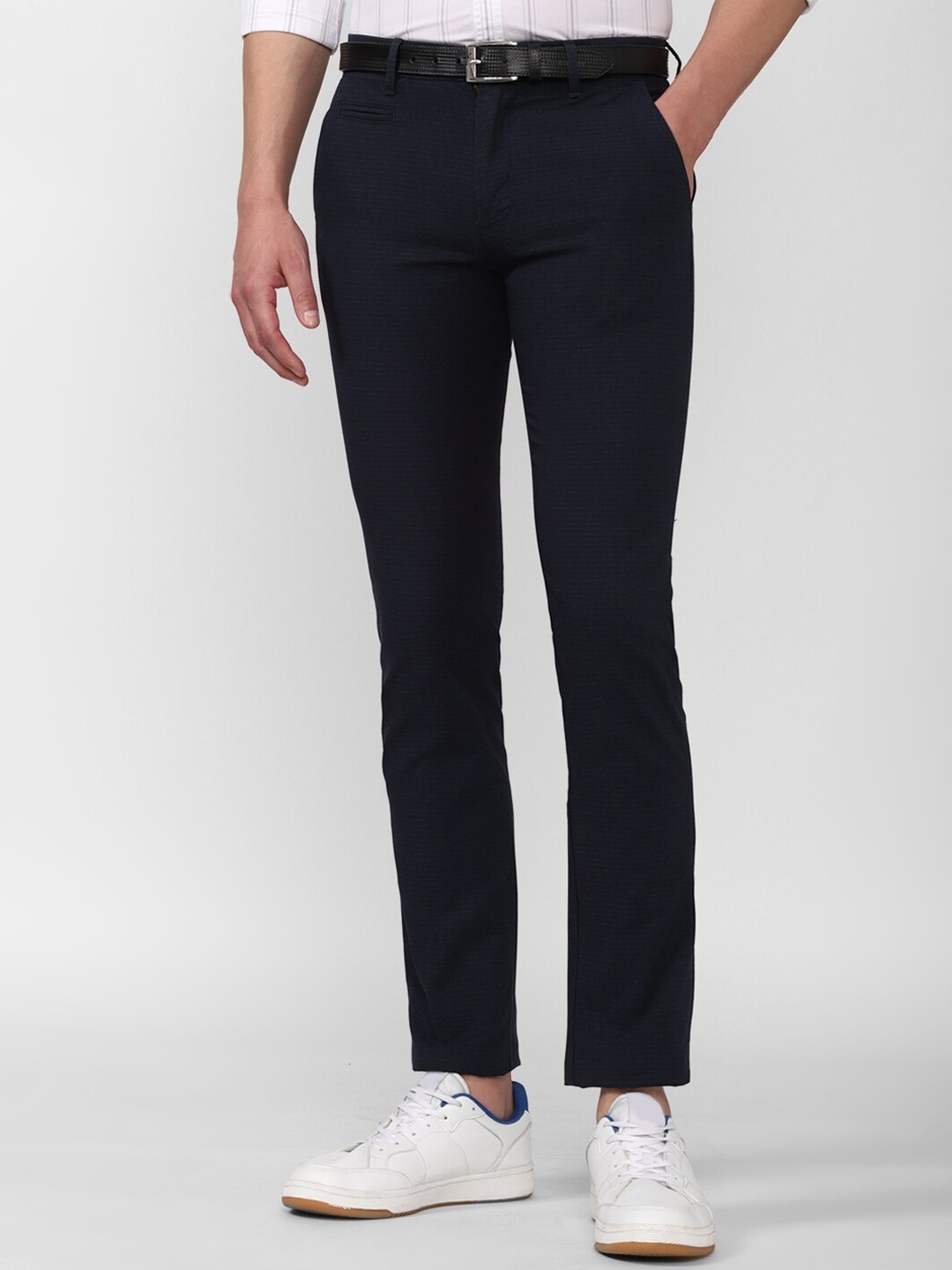 

V Dot Men Navy Blue Slim Fit Trousers