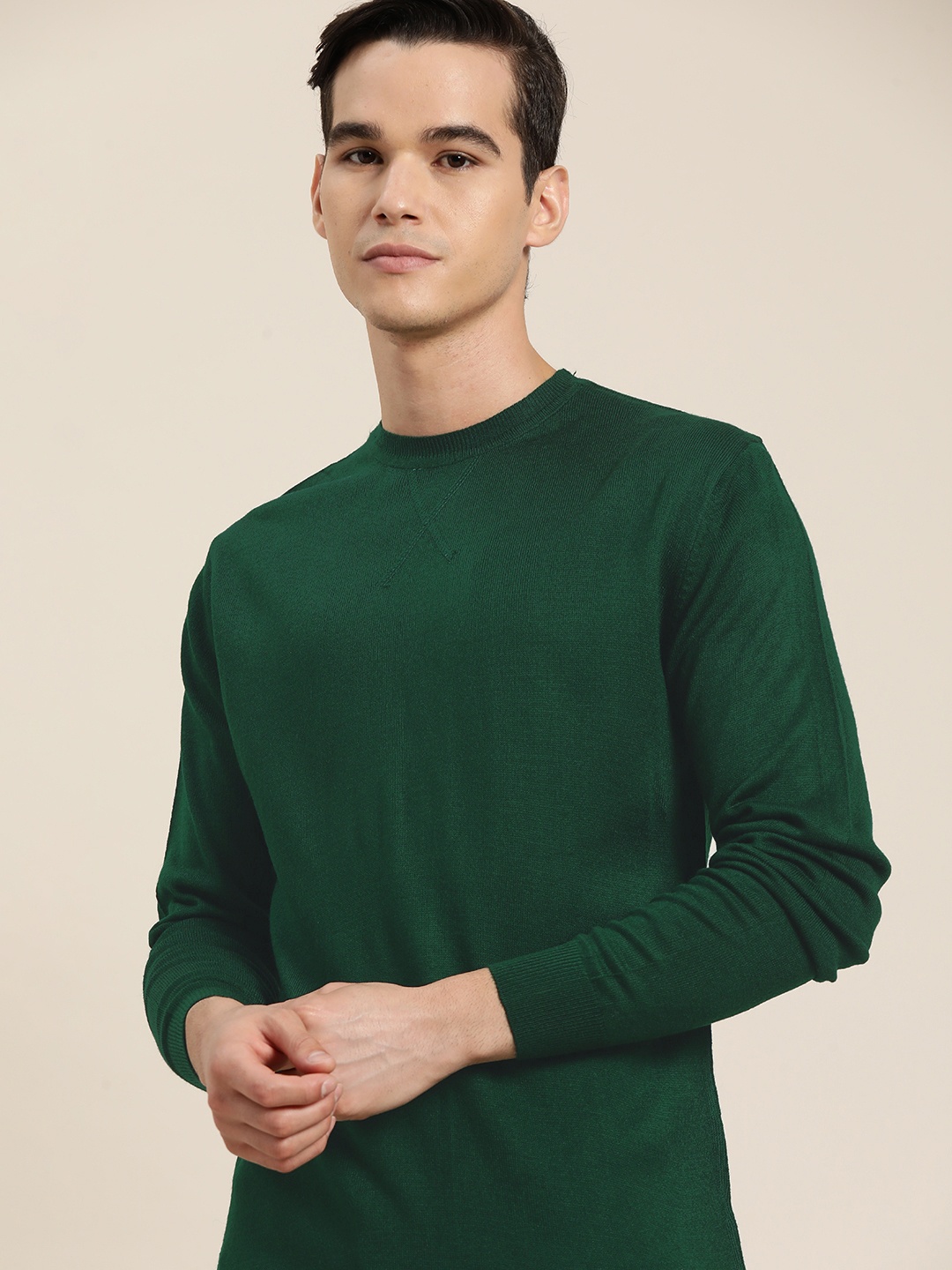 

INVICTUS Men Green Solid Pullover