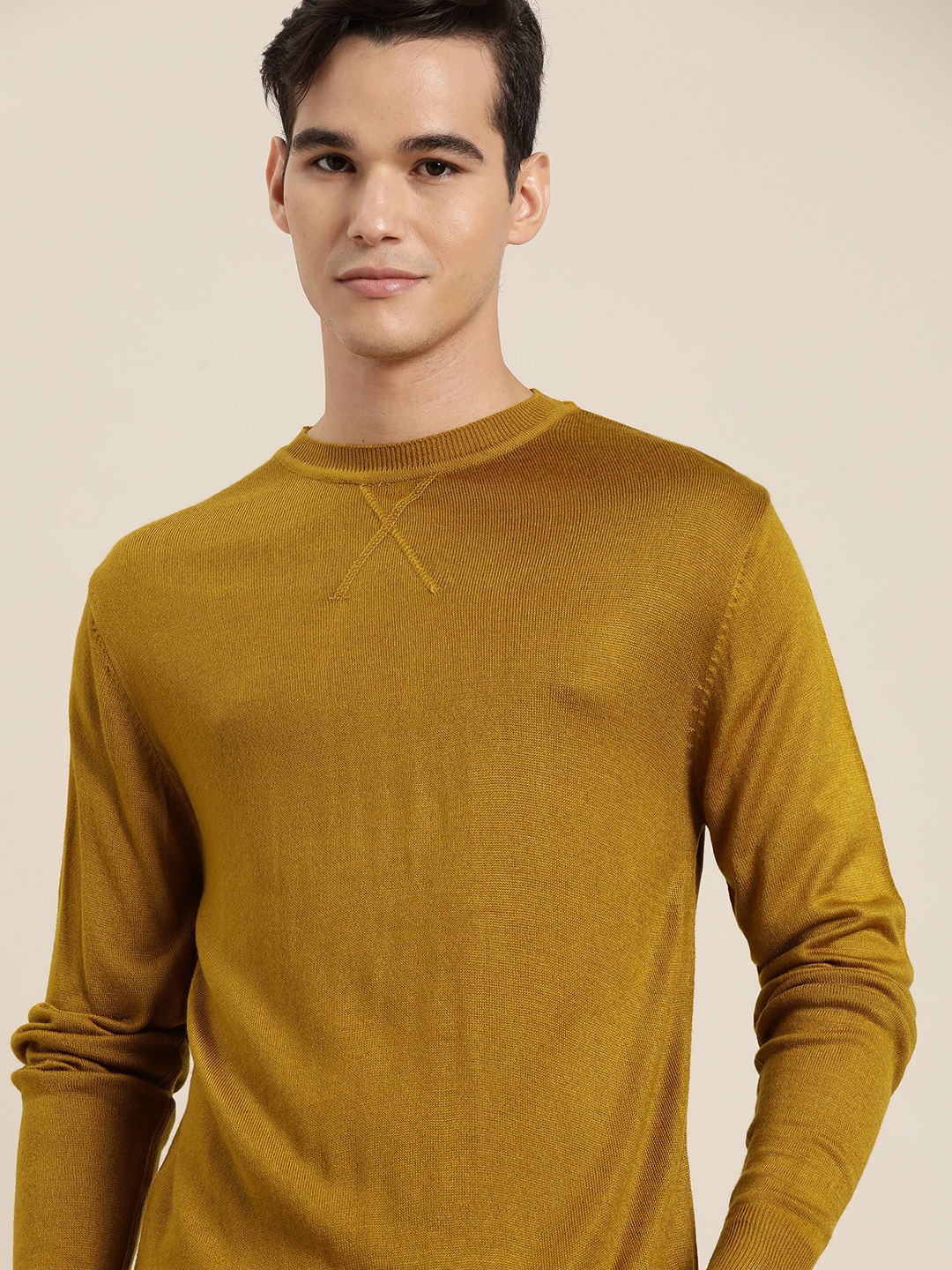 

INVICTUS Men Mustard Yellow Knitted Pullover