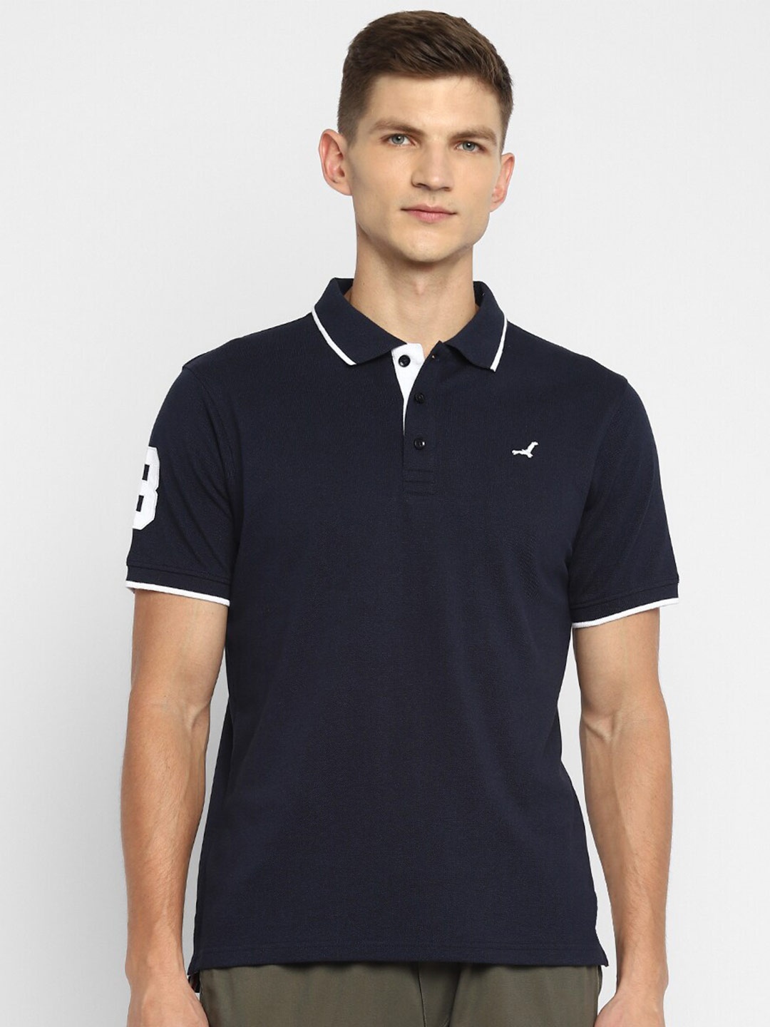 

American Crew Men Navy Blue Polo Collar T-shirt