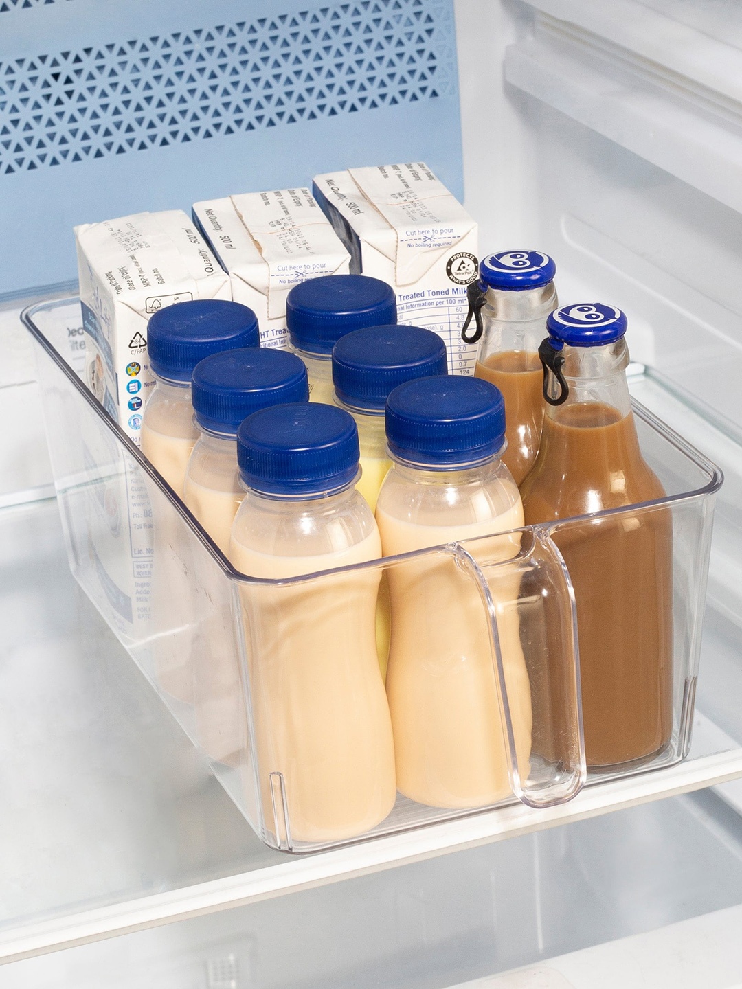 

HomeTown Robusto Transparent Plastic Fridge Organizer with Handle