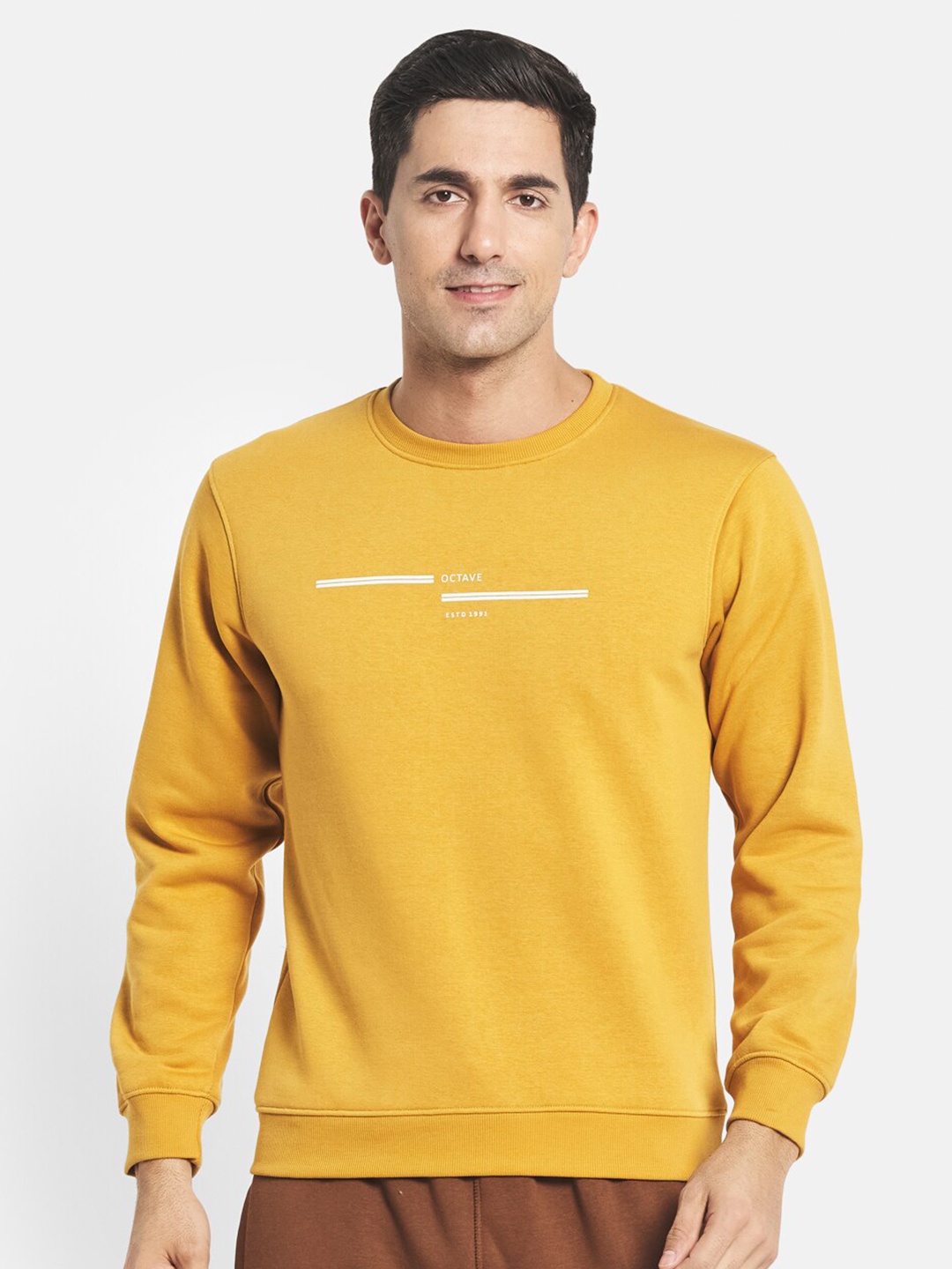

Octave Men Yellow Typhography Printed Sweatshirt