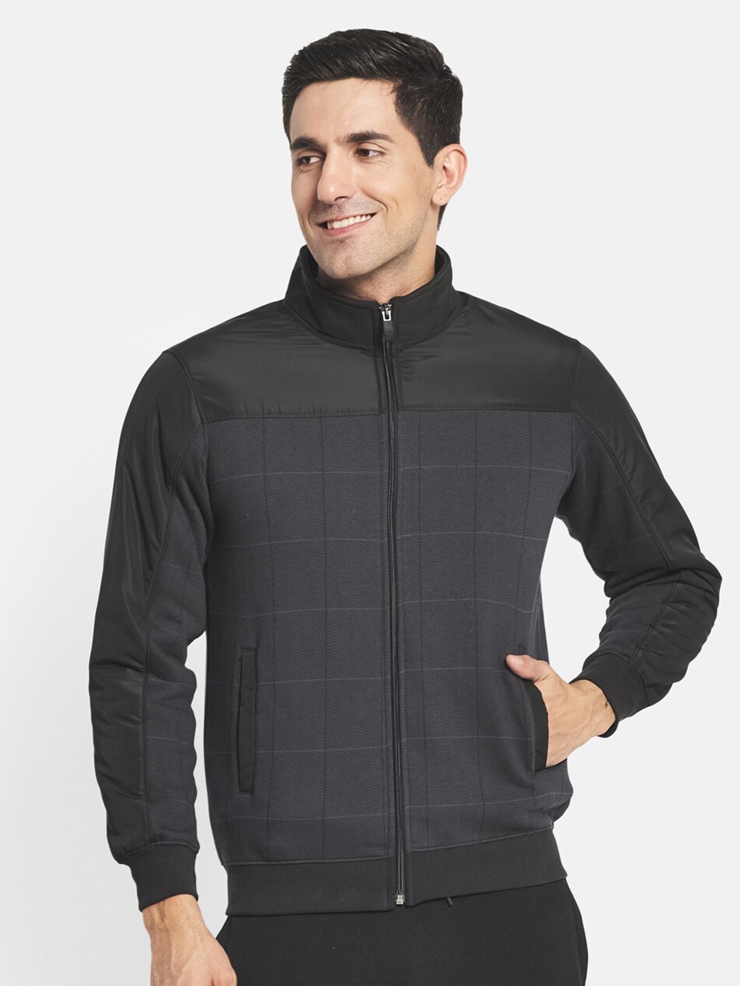

Octave Men Grey Checked Sweatshirt