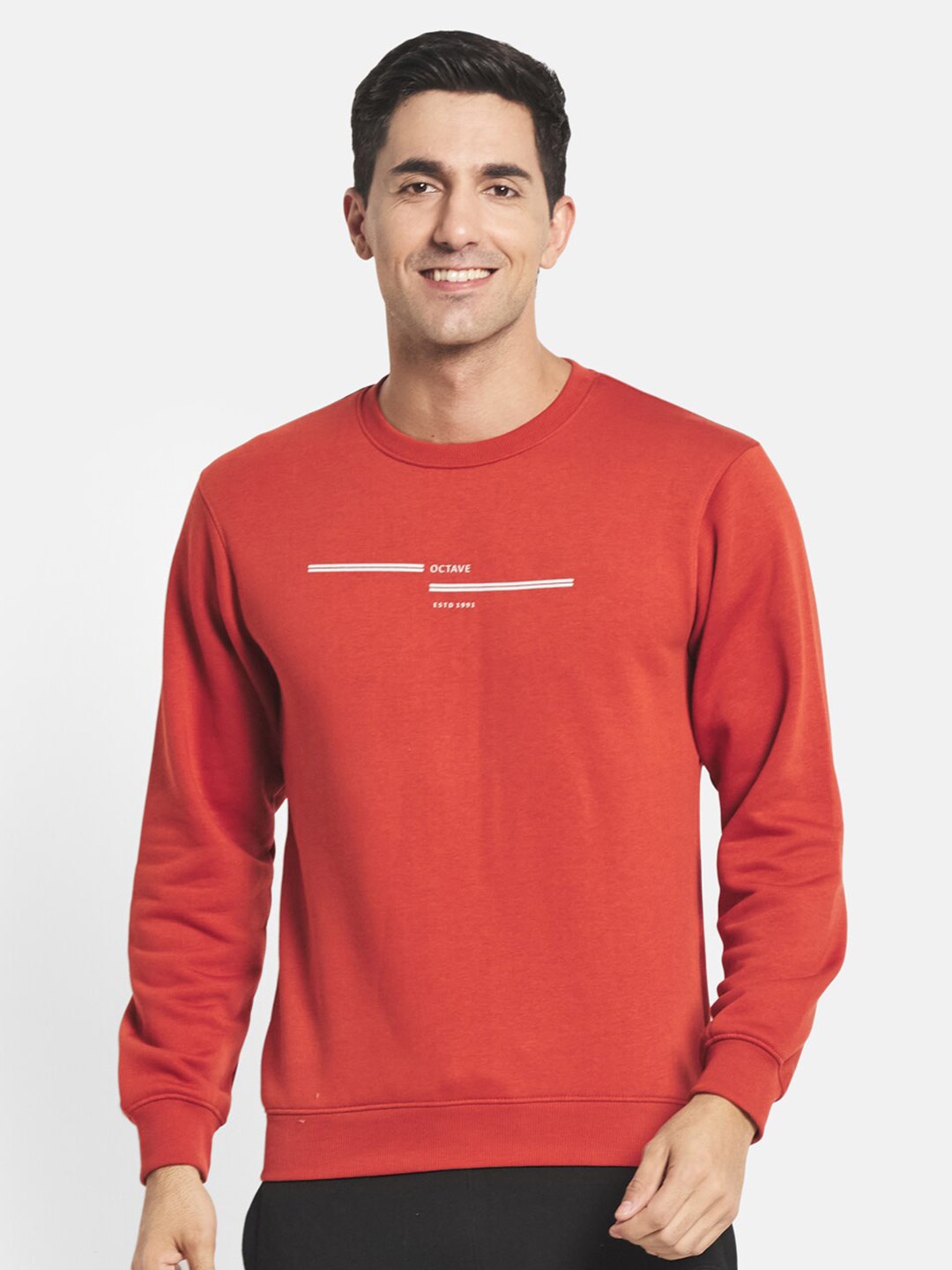 

Octave Men Orange pullover long sleeves Sweatshirt