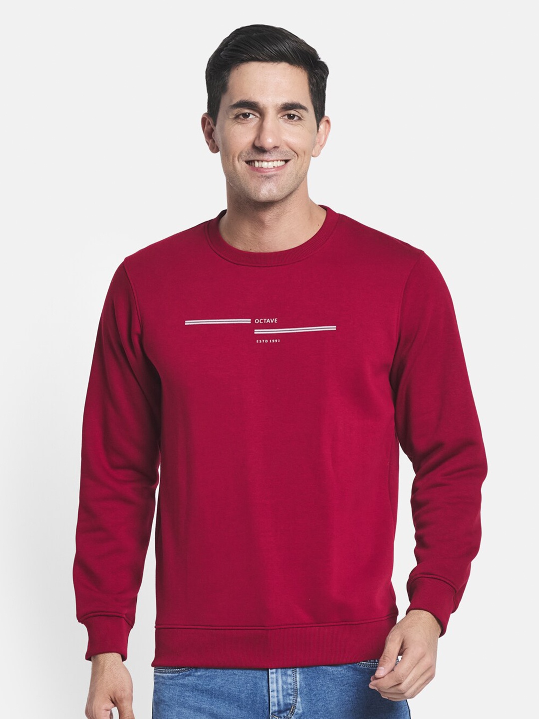 

Octave Men Maroon Printed Sweatshirt