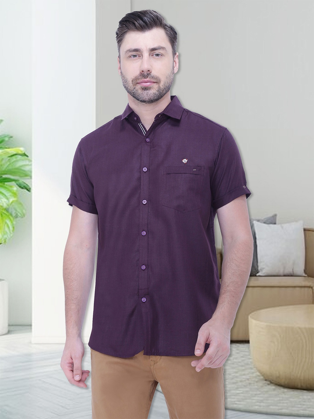 

Kuons Avenue Men Purple Smart Slim Fit Casual Shirt