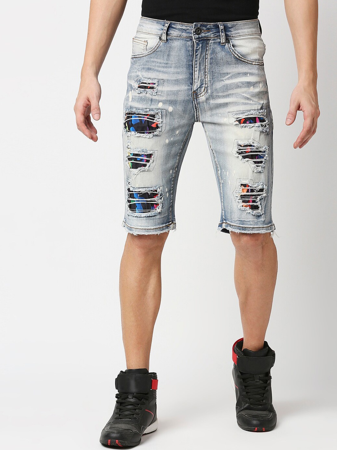 

WAIMEA Men Blue Washed Skinny Fit Outdoor Denim Shorts