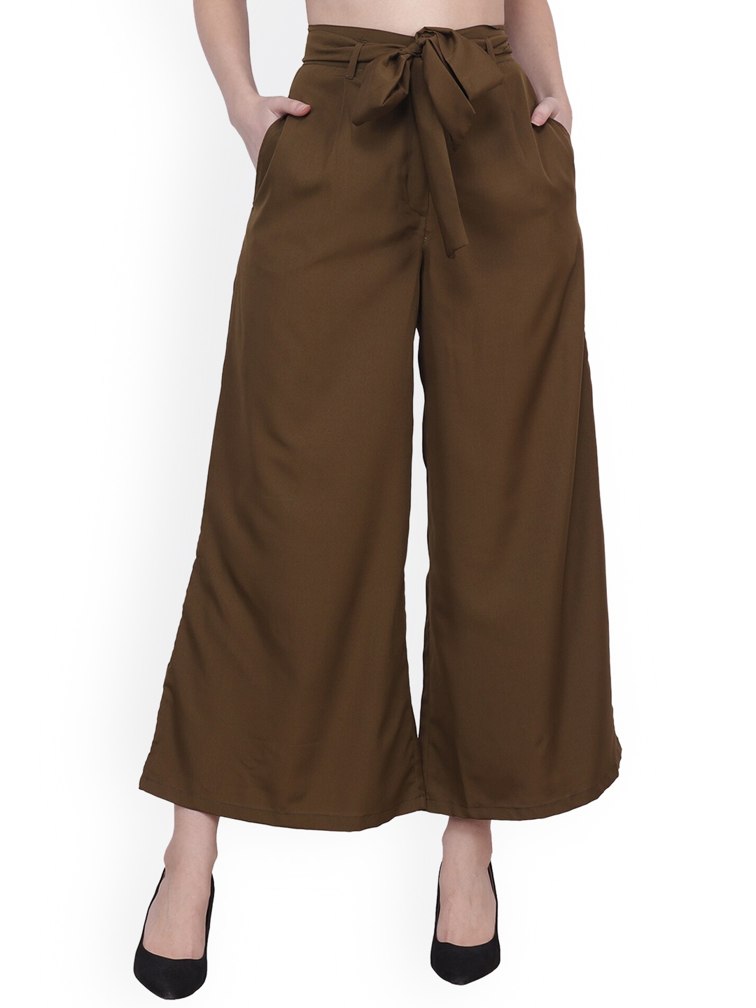 

Frempy Women Olive Green Original Pleated Culottes Trousers