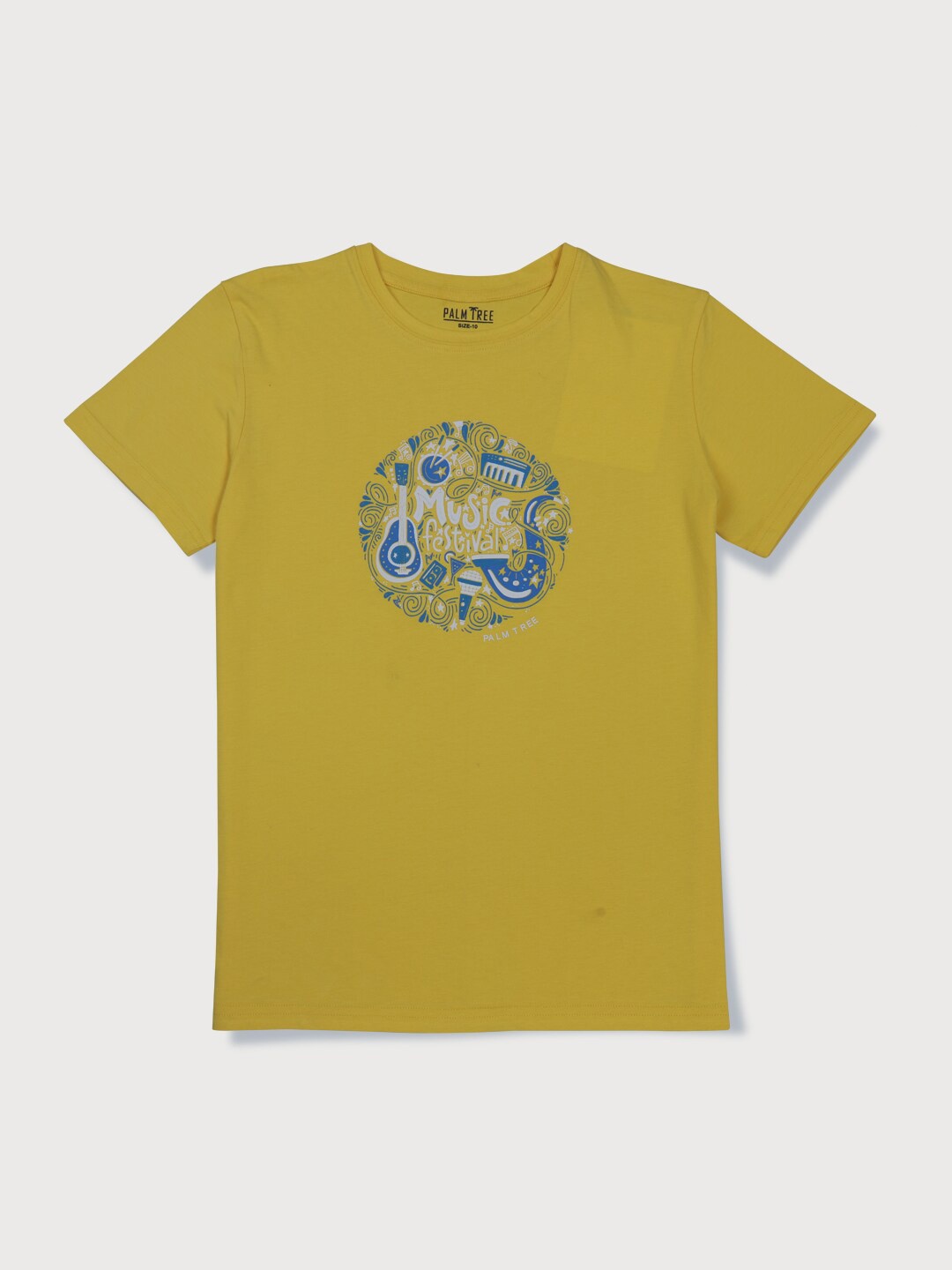 Palm Tree Boys Yellow Typography Printed T-shirt