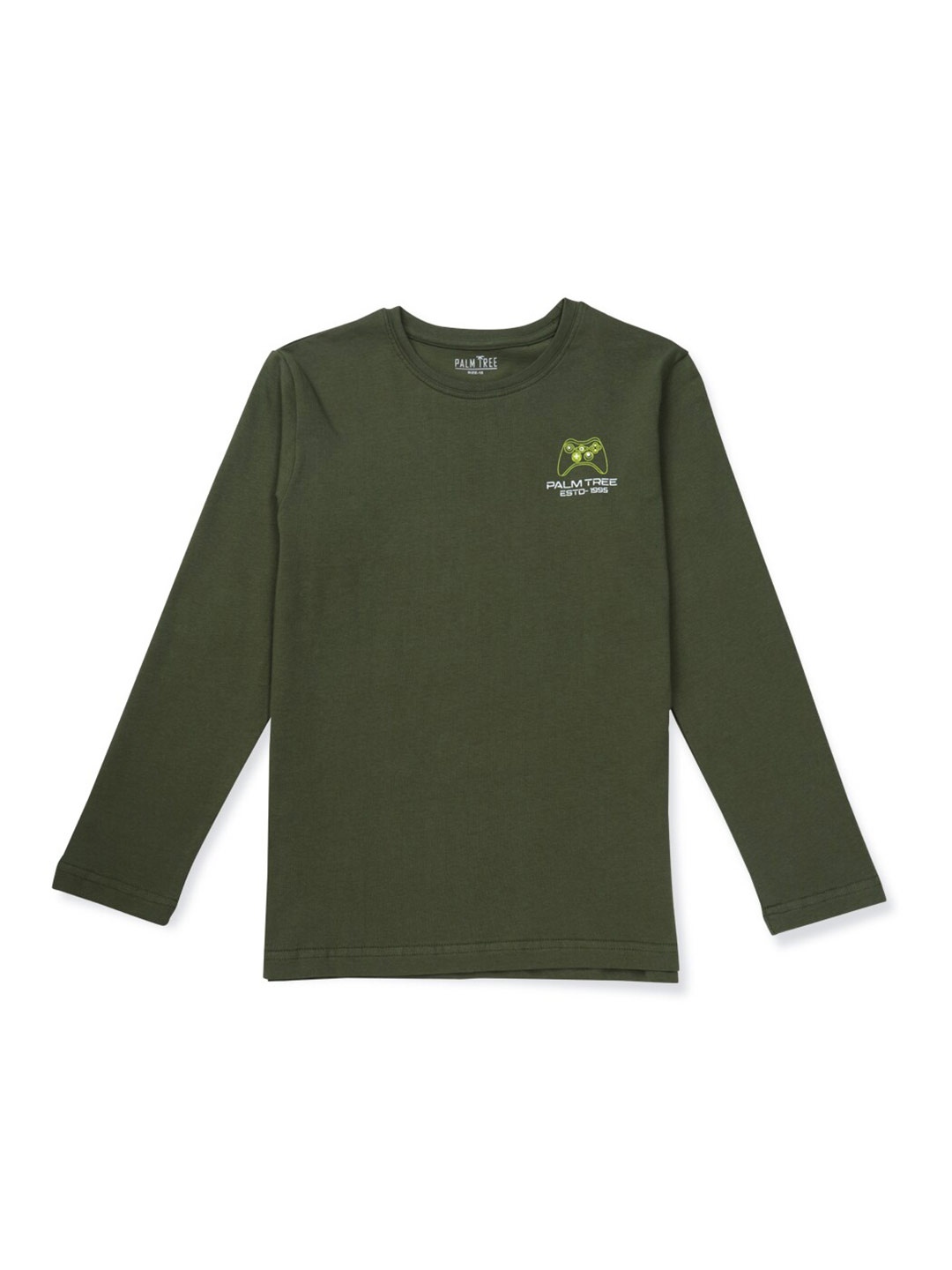 

Palm Tree Boys Olive Green Printed T-shirt