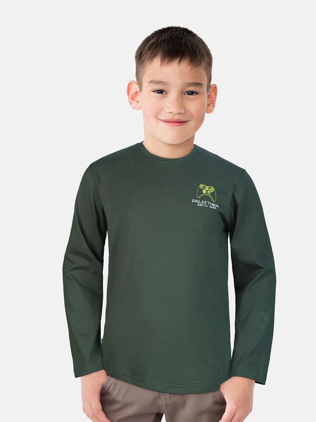 

Palm Tree Boys Olive Green T-shirt