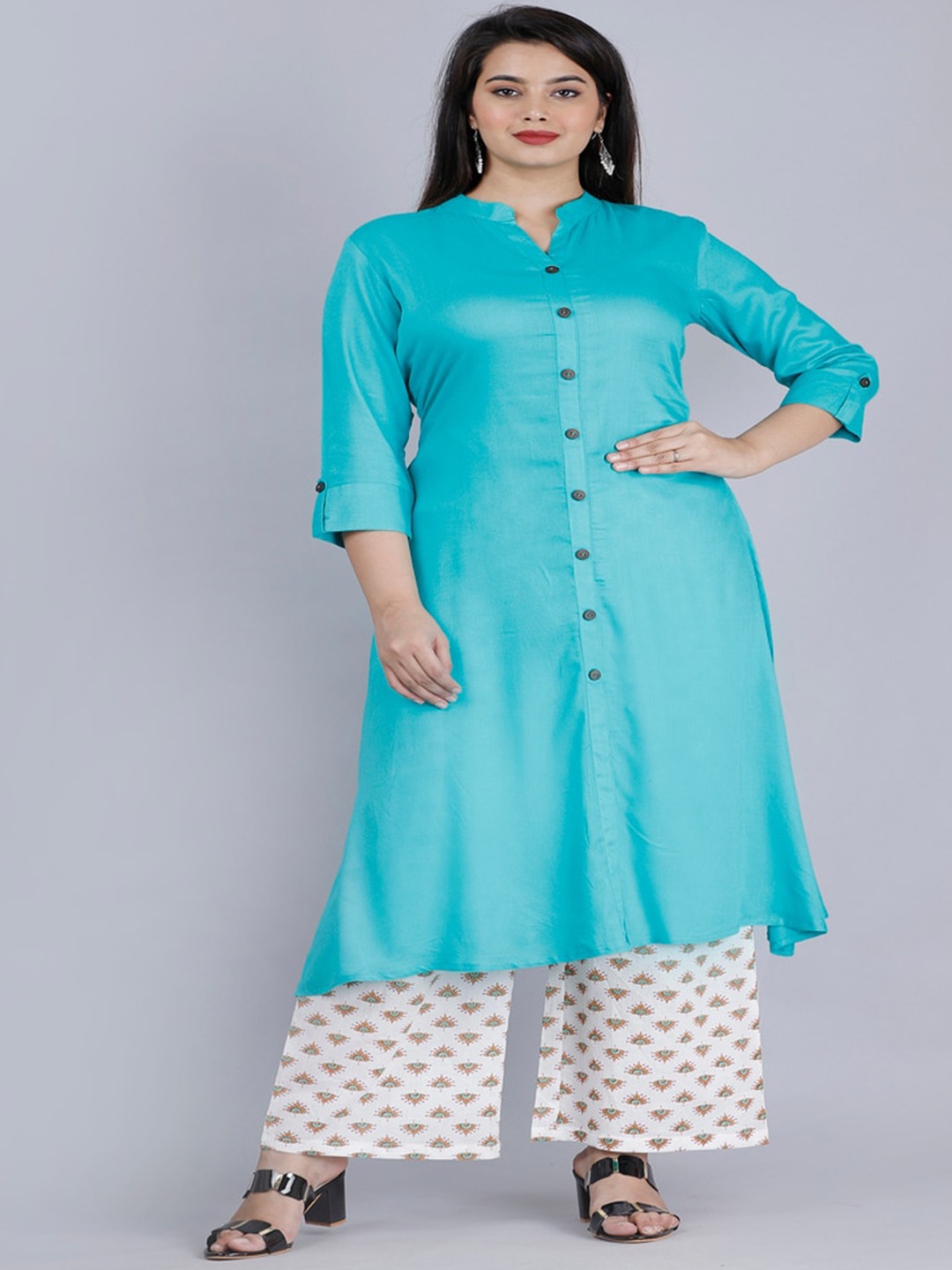 

MAUKA Women Sea Green Kurta with Palazzo